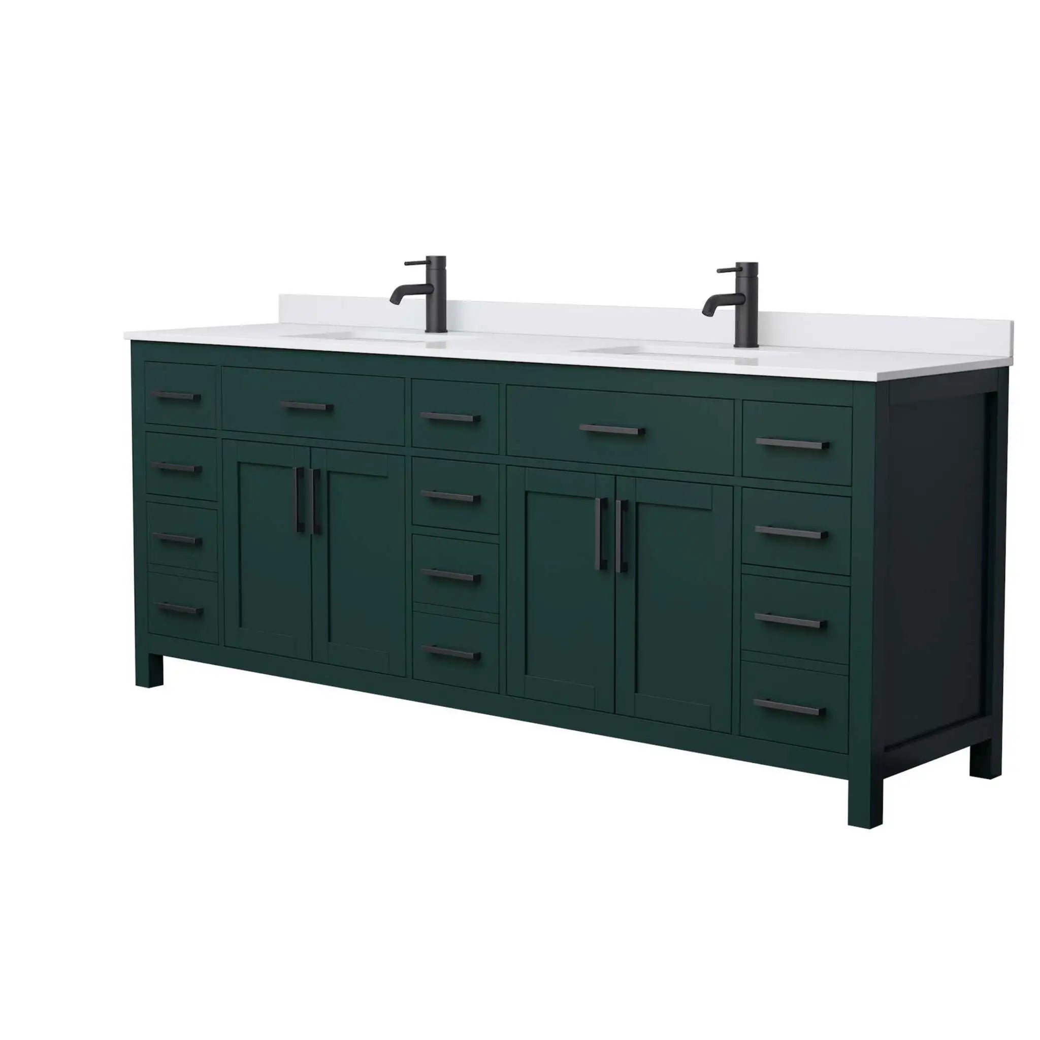 84" Beckett Double Bathroom Vanity in Green with Matte Black Trim by Wyndham