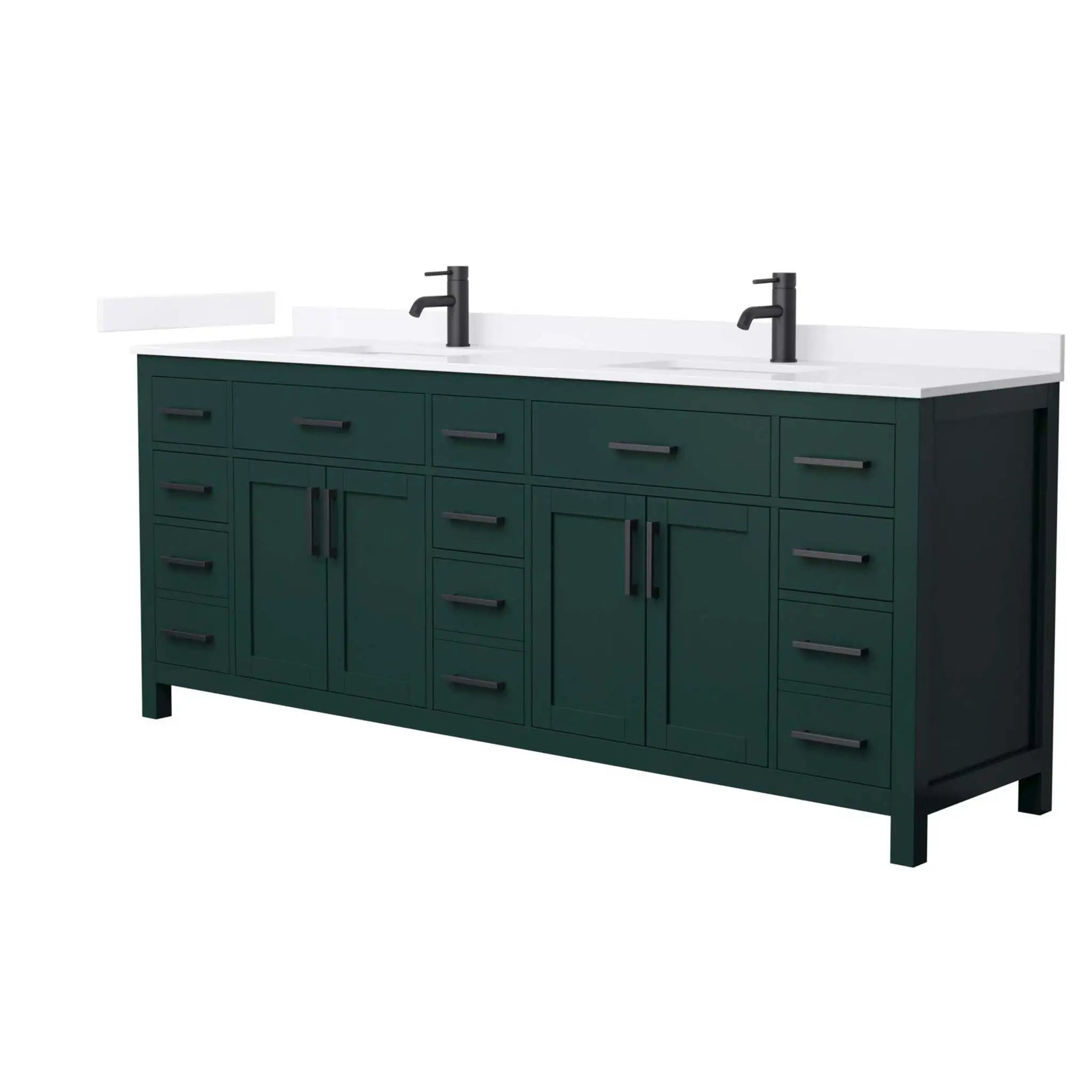 84" Beckett Double Bathroom Vanity in Green with Matte Black Trim by Wyndham