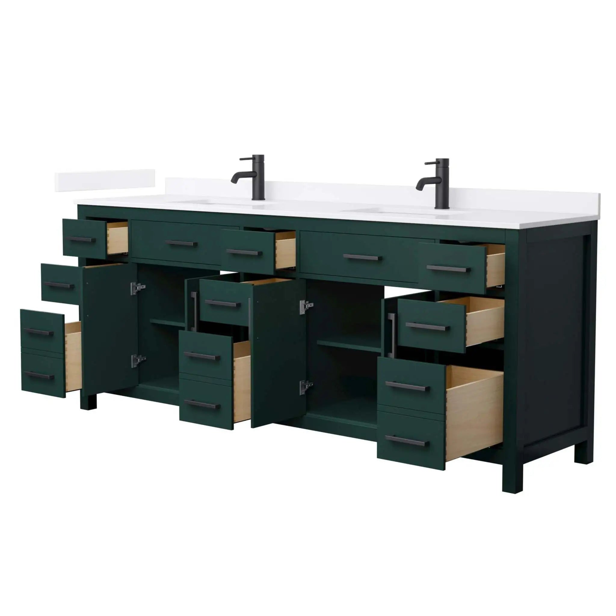 84" Beckett Double Bathroom Vanity in Green with Matte Black Trim by Wyndham