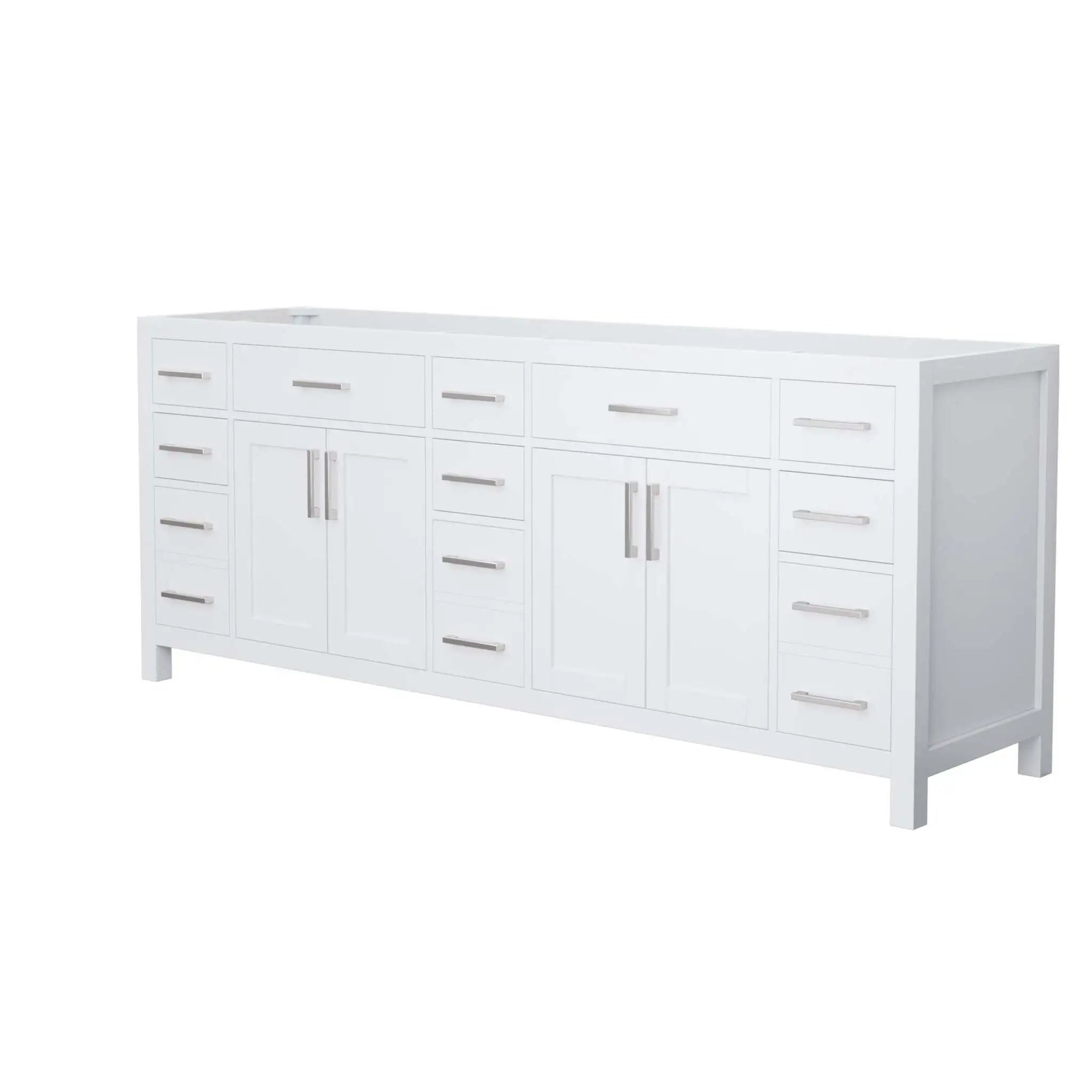 84" Beckett Double Bathroom Vanity in White with Brushed Nickel Trim by Wyndham