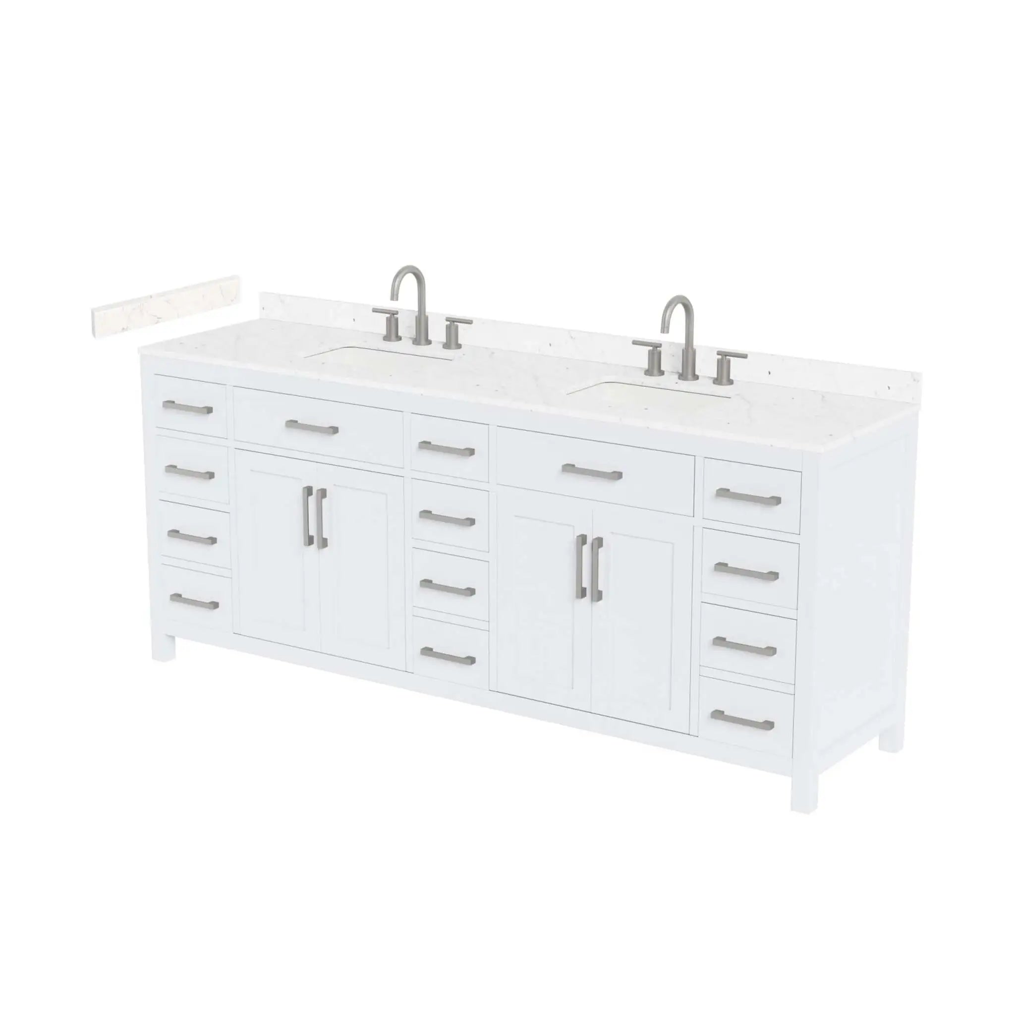 84" Beckett Double Bathroom Vanity in White with Brushed Nickel Trim by Wyndham