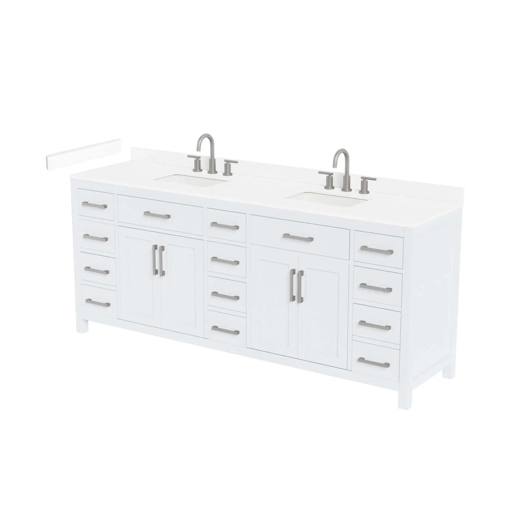 84" Beckett Double Bathroom Vanity in White with Brushed Nickel Trim by Wyndham