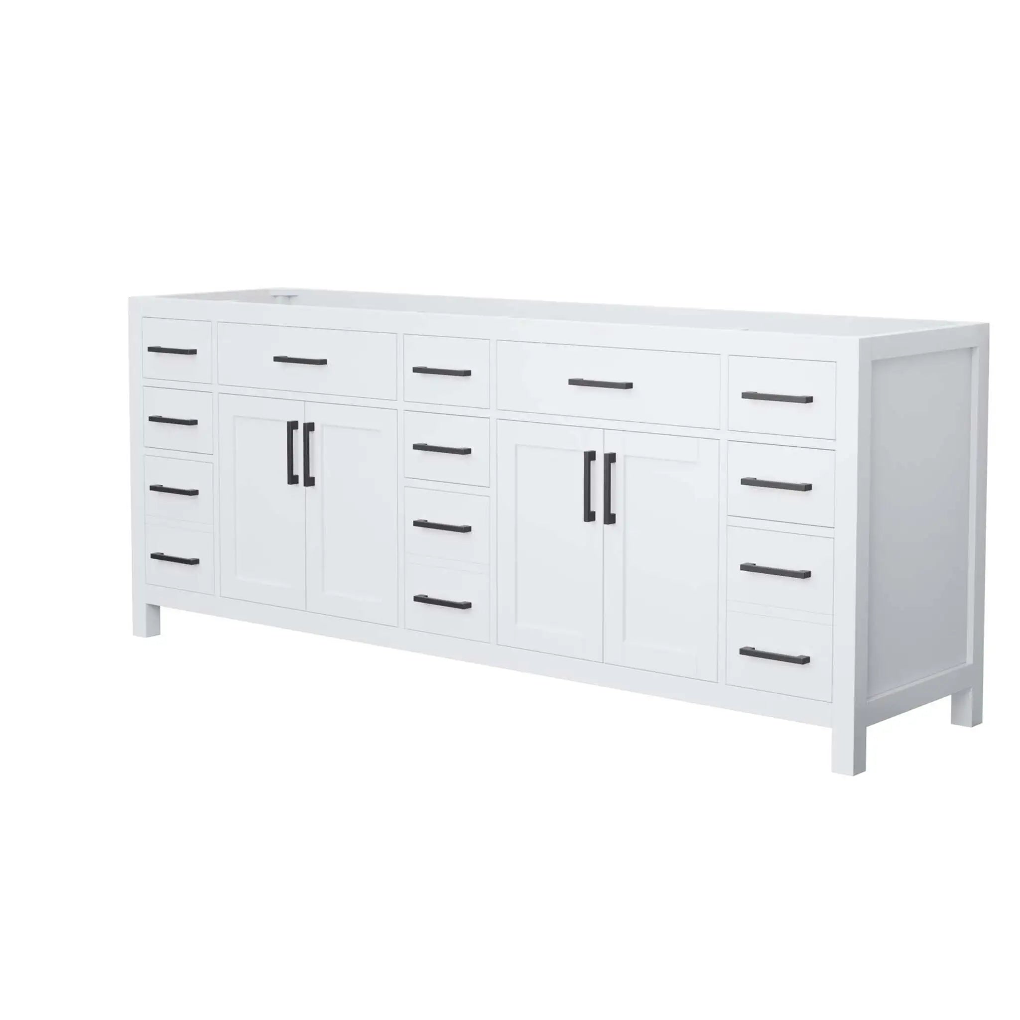 84" Beckett Double Bathroom Vanity in White with Matte Black Trim by Wyndham
