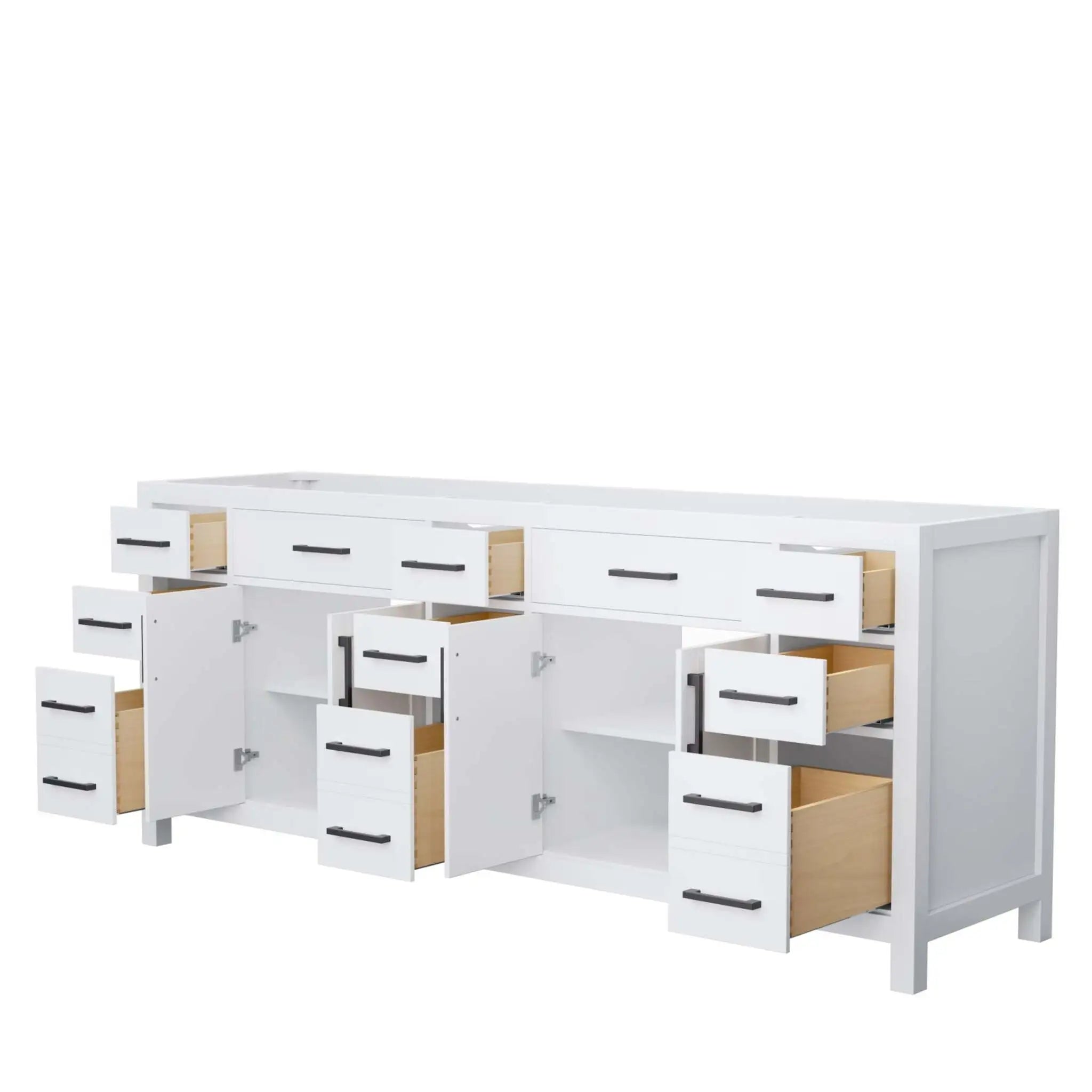 84" Beckett Double Bathroom Vanity in White with Matte Black Trim by Wyndham