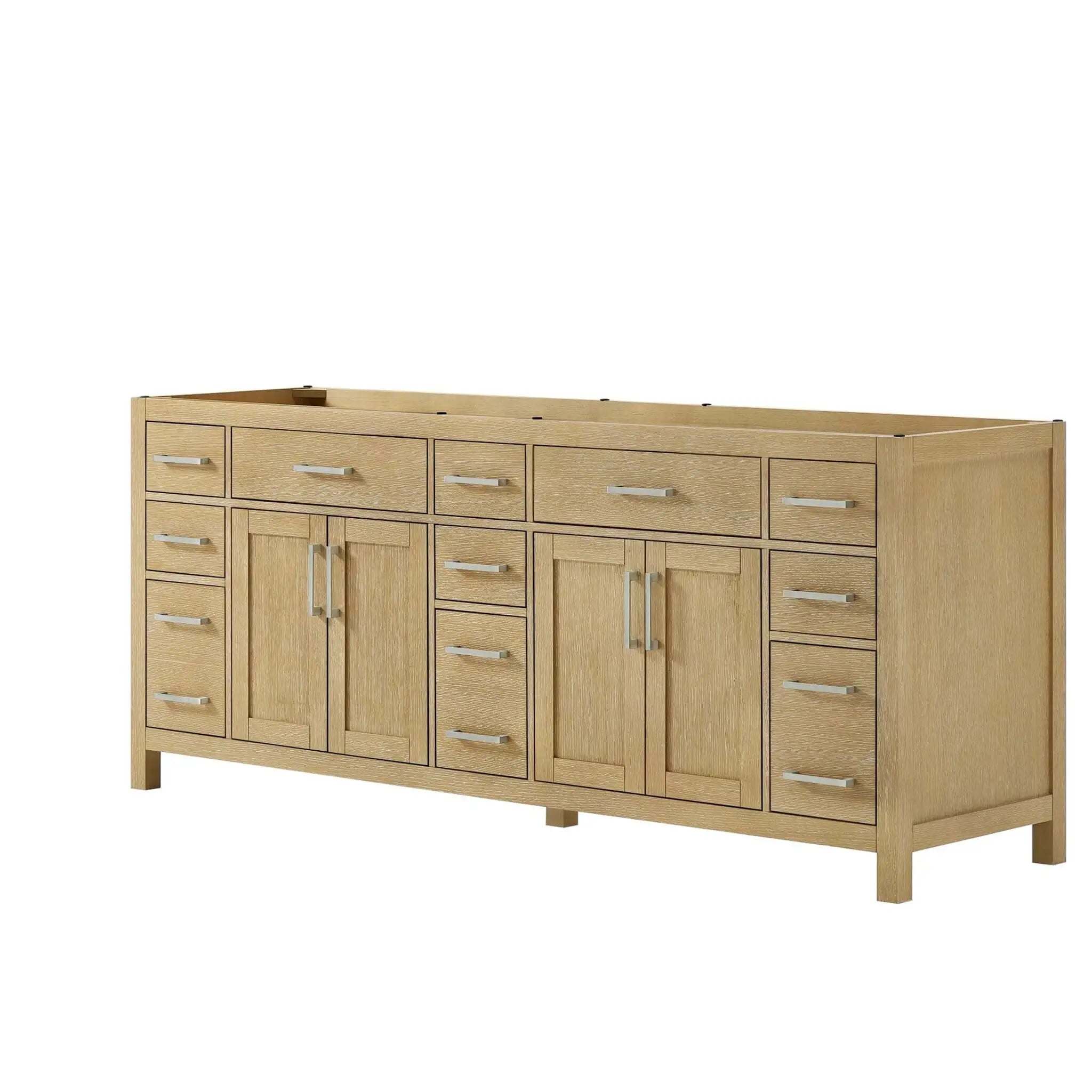 84" Beckett Double Bathroom Vanity in Whitewashed Oak with Brushed Nickel Trim by Wyndham