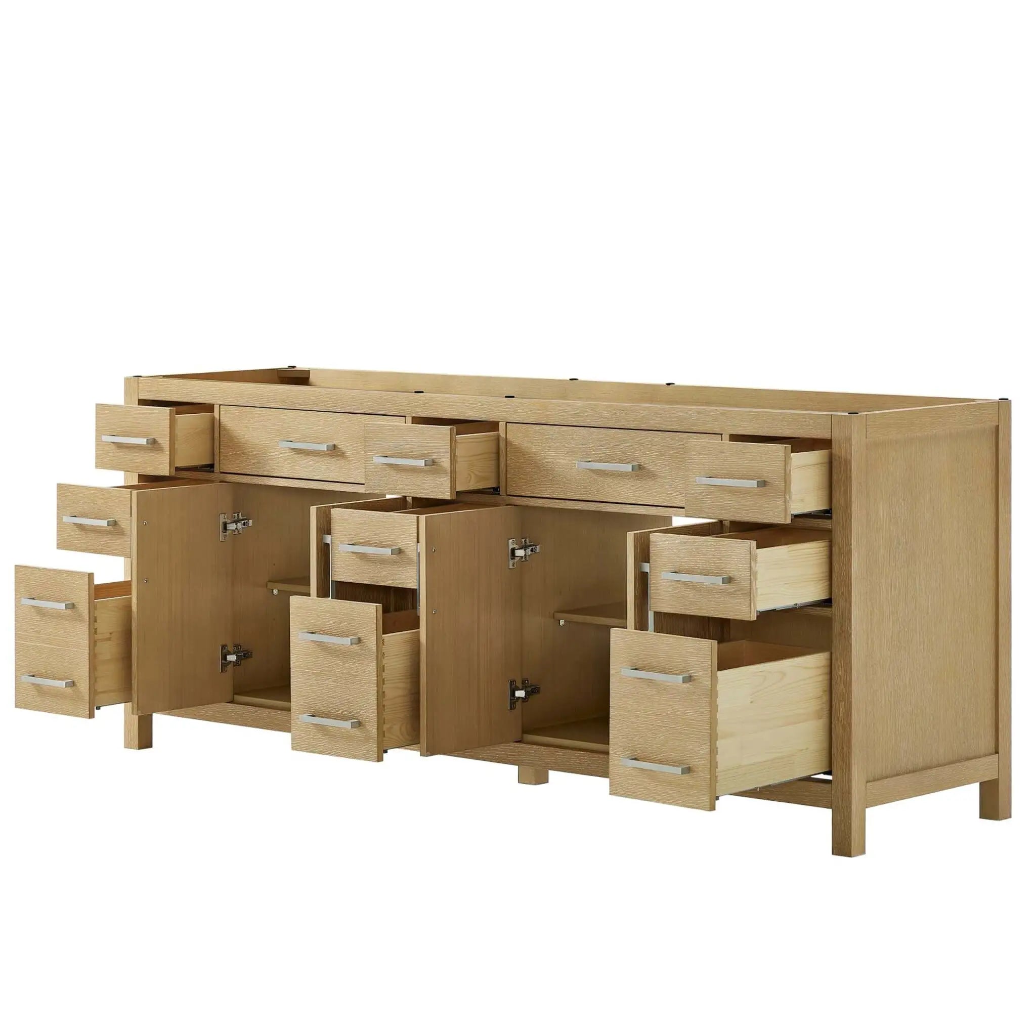 84" Beckett Double Bathroom Vanity in Whitewashed Oak with Brushed Nickel Trim by Wyndham
