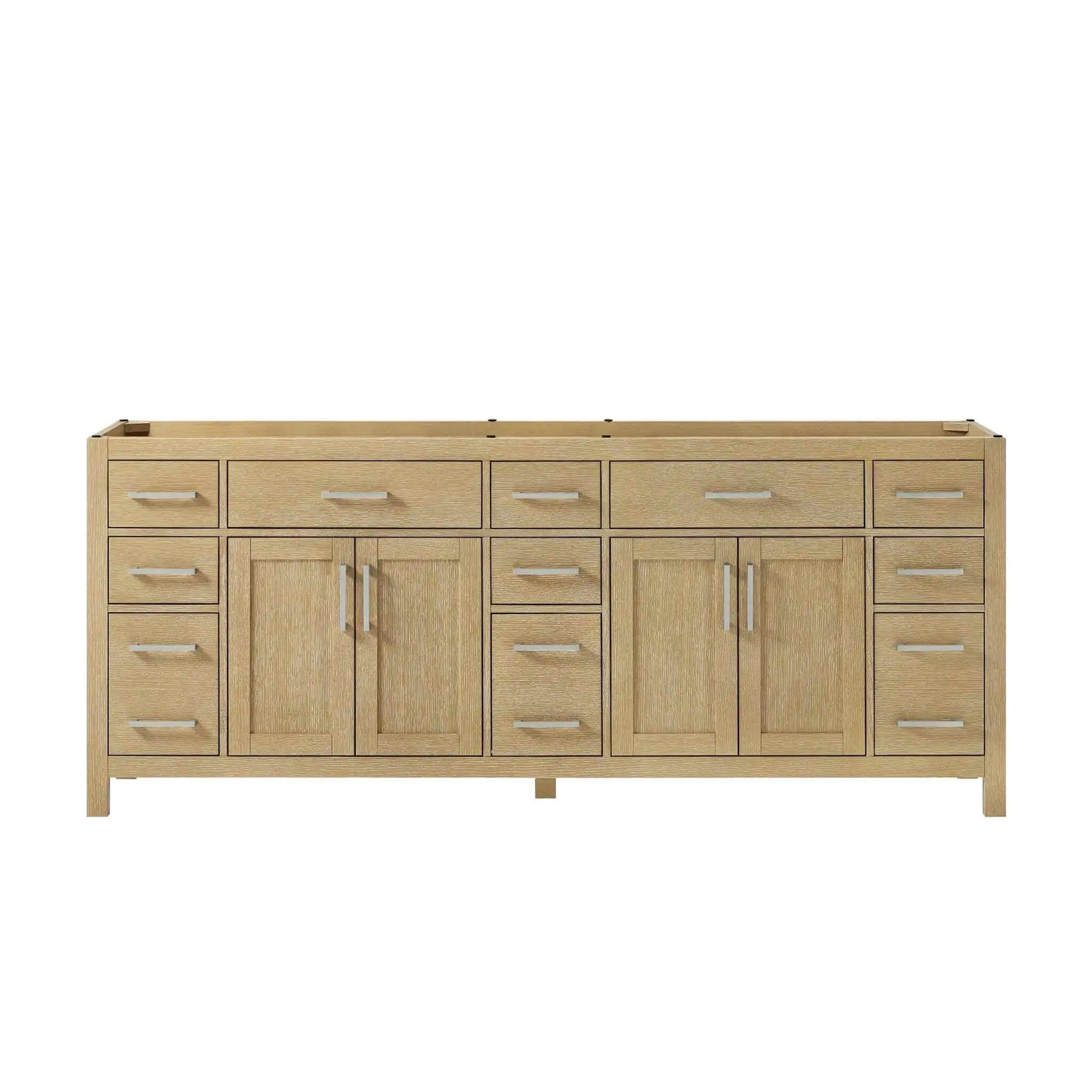 84" Beckett Double Bathroom Vanity in Whitewashed Oak with Brushed Nickel Trim by Wyndham