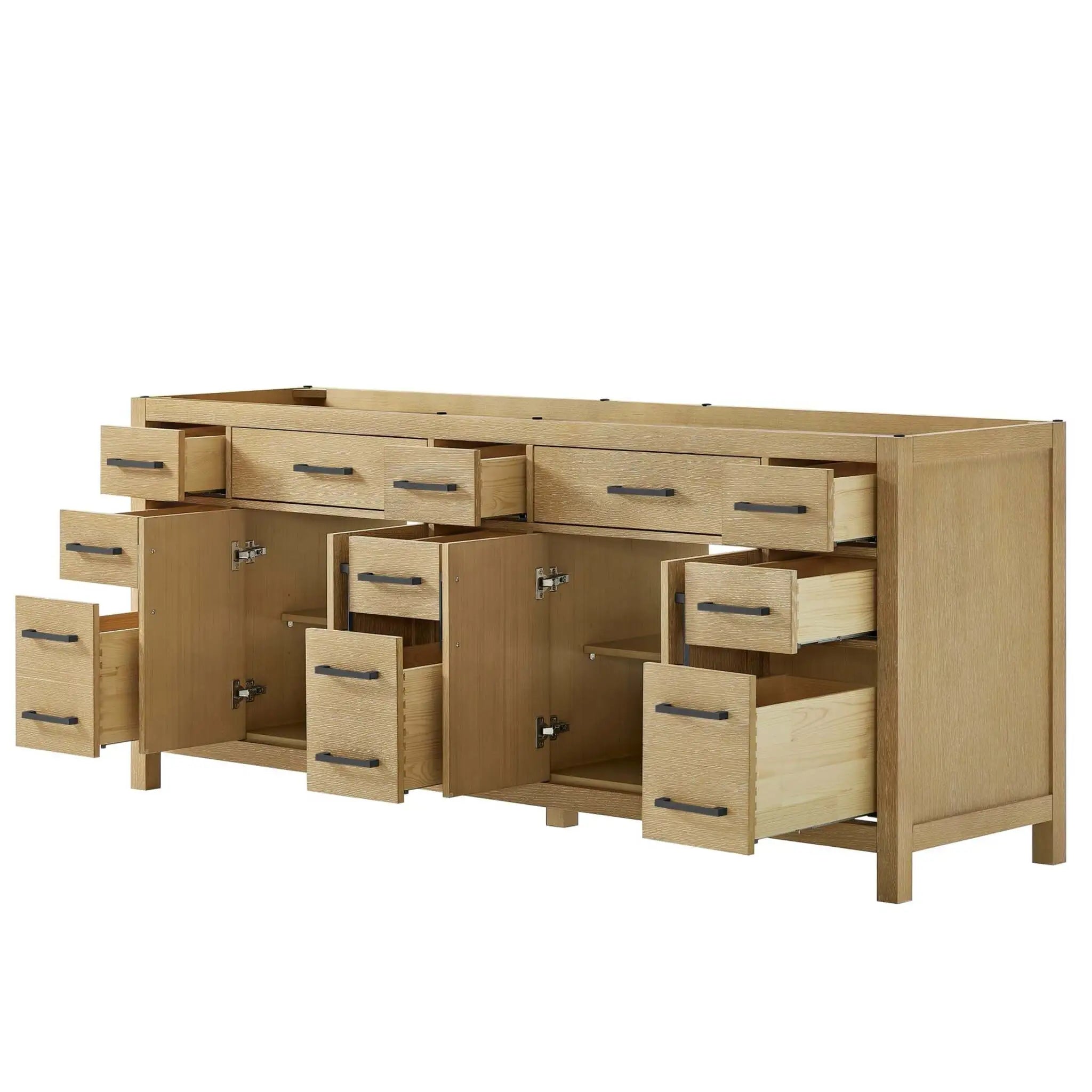 84" Beckett Double Bathroom Vanity in Whitewashed Oak with Matte Black Trim by Wyndham