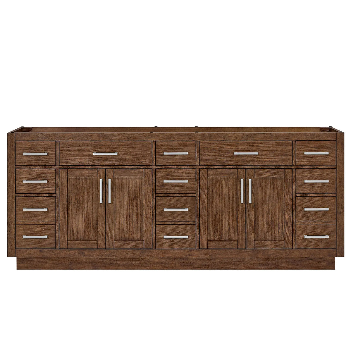 84" Beckett Double Bathroom Vanity with Toe Kick Dark Oak Brushed Nickel Trim by wyndham View 41