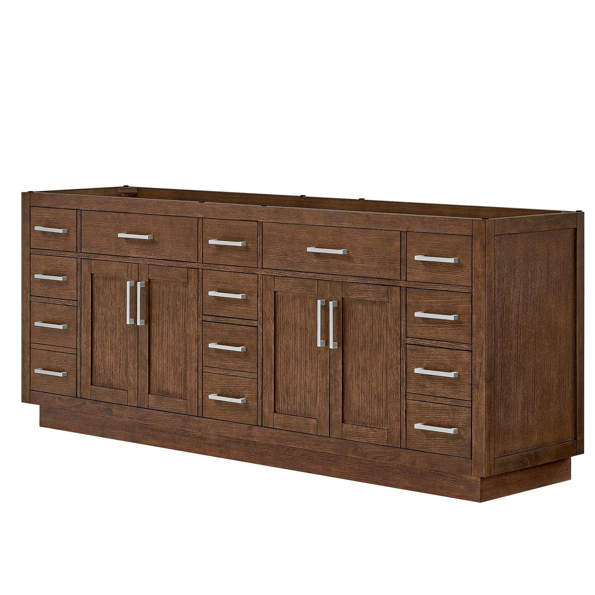 84" Beckett Double Bathroom Vanity with Toe Kick Dark Oak Brushed Nickel Trim by wyndham View 44