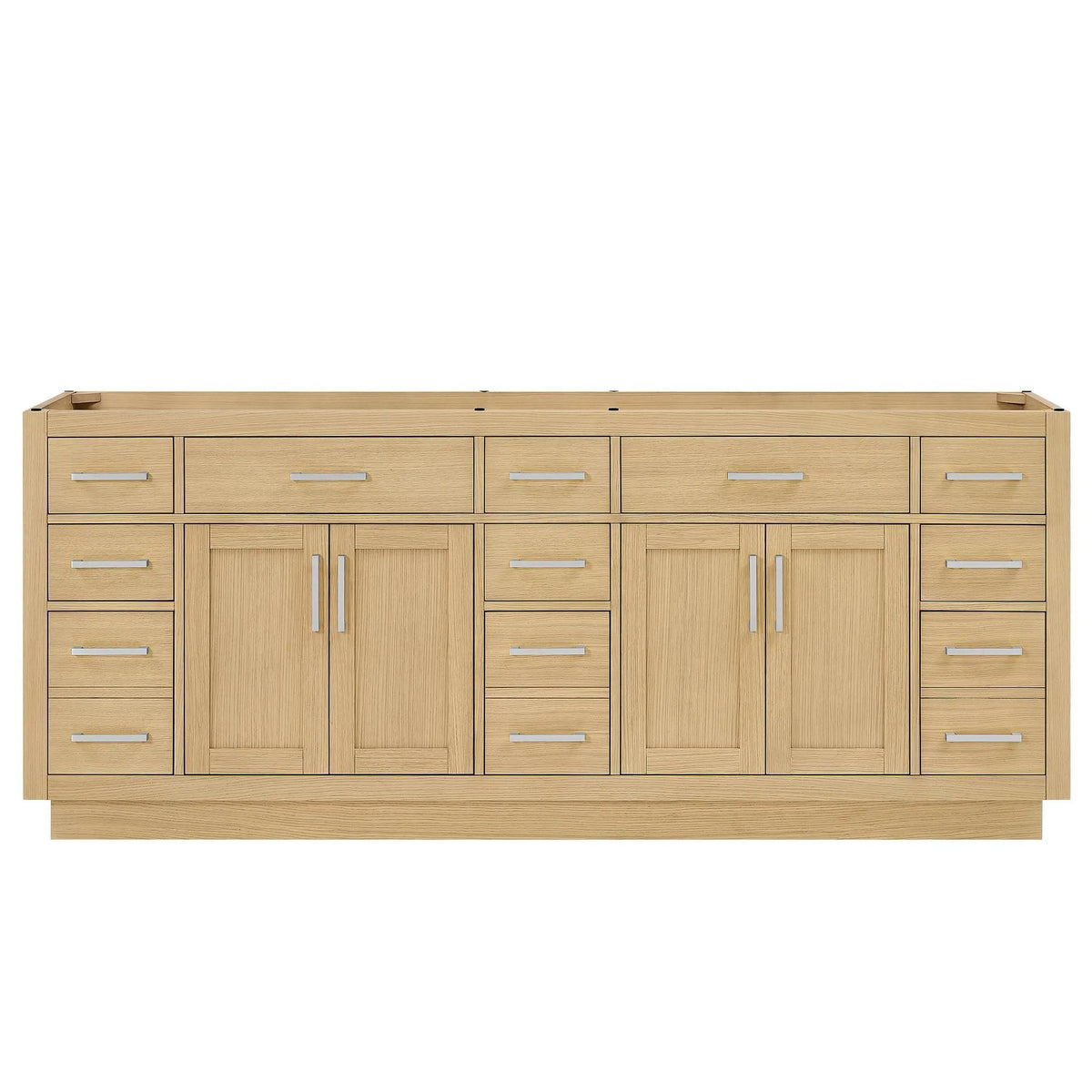84" Beckett Double Bathroom Vanity with Toe Kick Rift Oak Brushed Nickel Trim by wyndham View 41