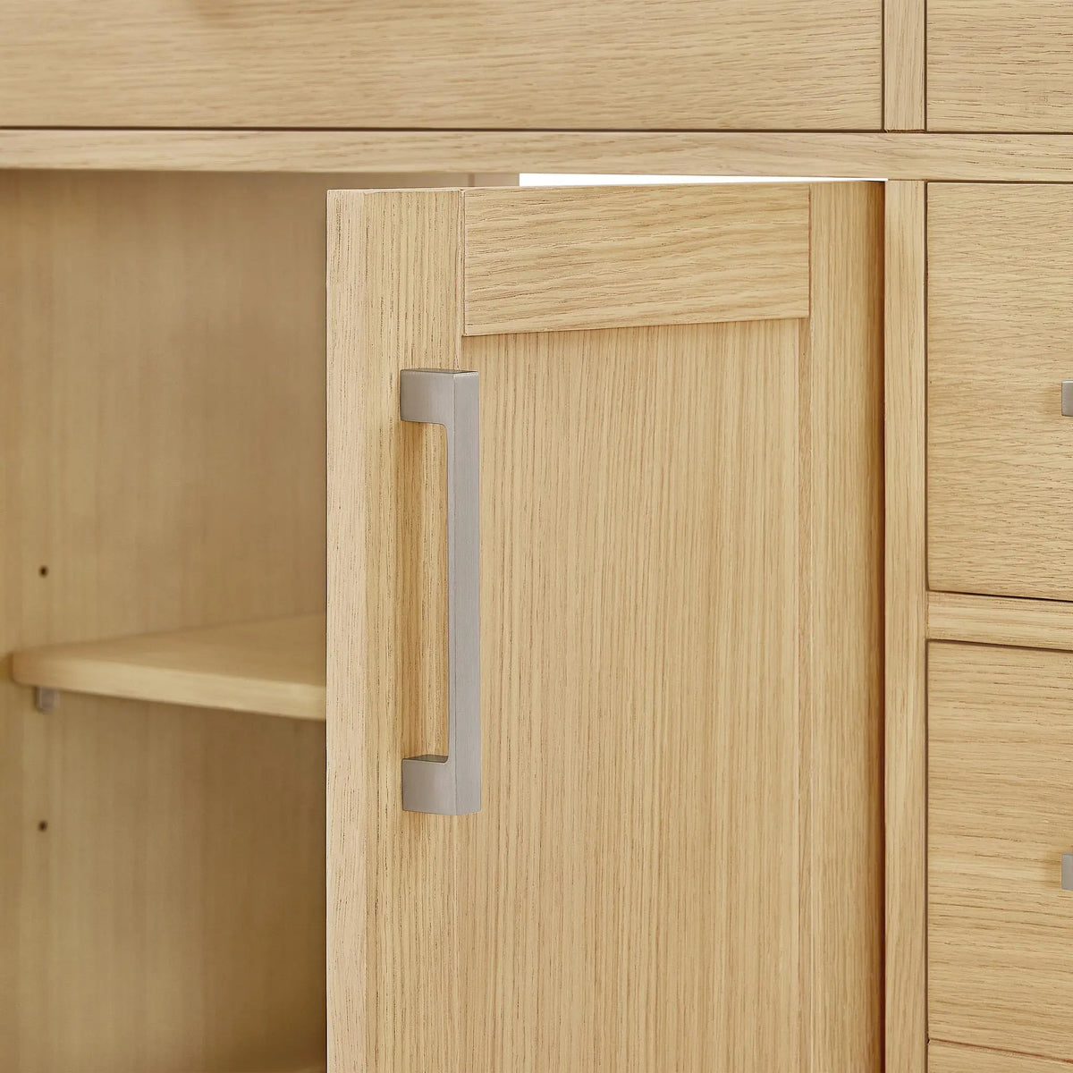 84" Beckett Double Bathroom Vanity with Toe Kick Rift Oak Brushed Nickel Trim by wyndham 4
