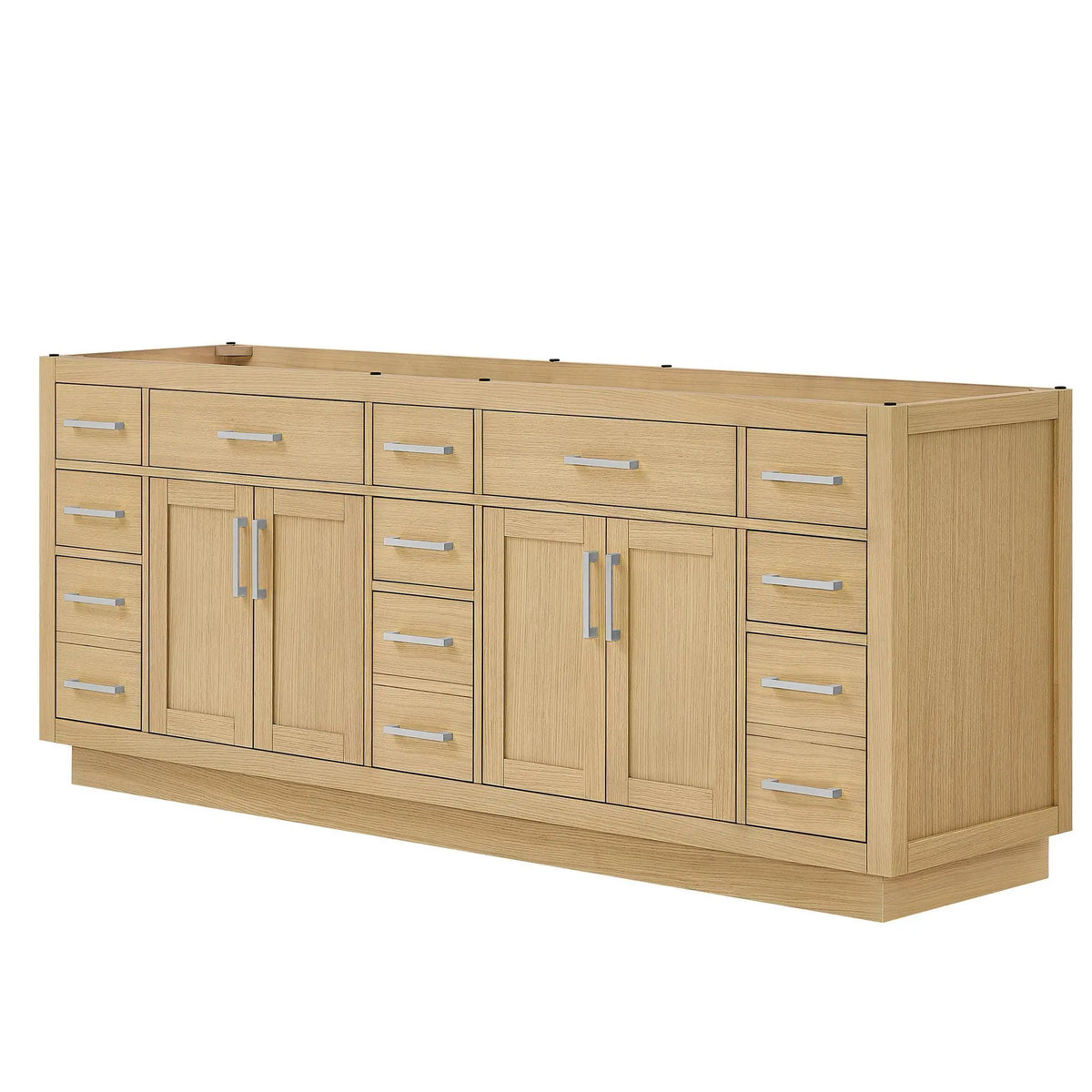 84" Beckett Double Bathroom Vanity with Toe Kick Rift Oak Brushed Nickel Trim by wyndham View 44