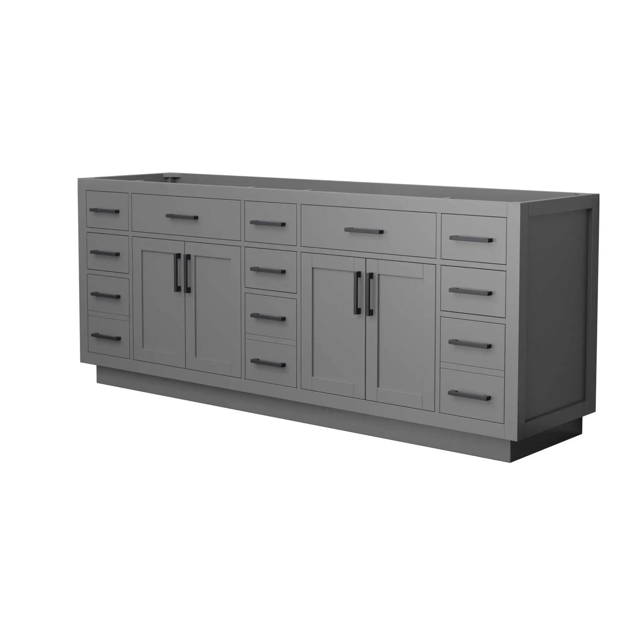 84" Beckett TK Beckett Double Bathroom Vanity with Toe Kick in Dark Gray with Matte Black Trim by Wyndham