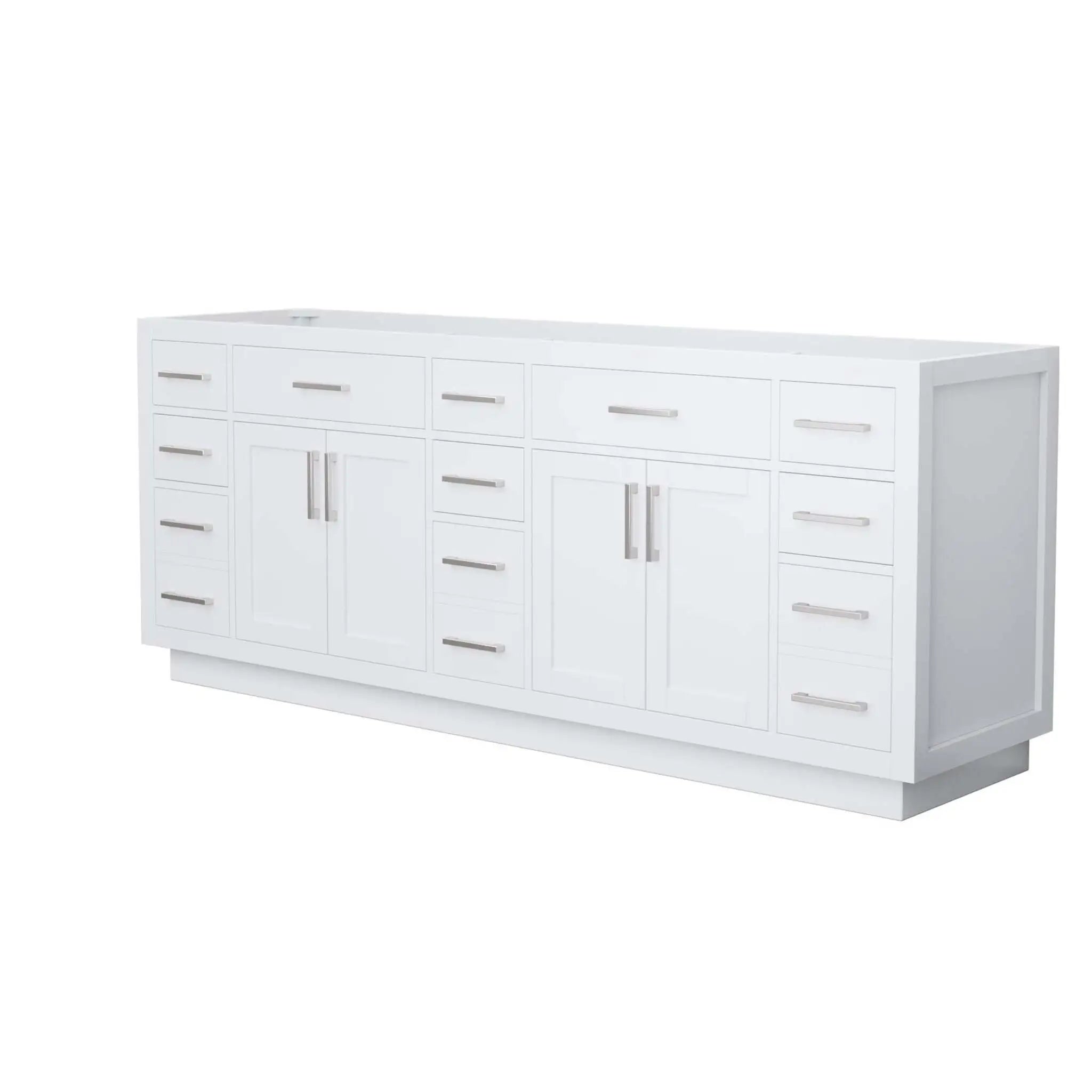 84" Beckett TK Beckett Double Bathroom Vanity with Toe Kick in White with Brushed Nickel Trim by Wyndham