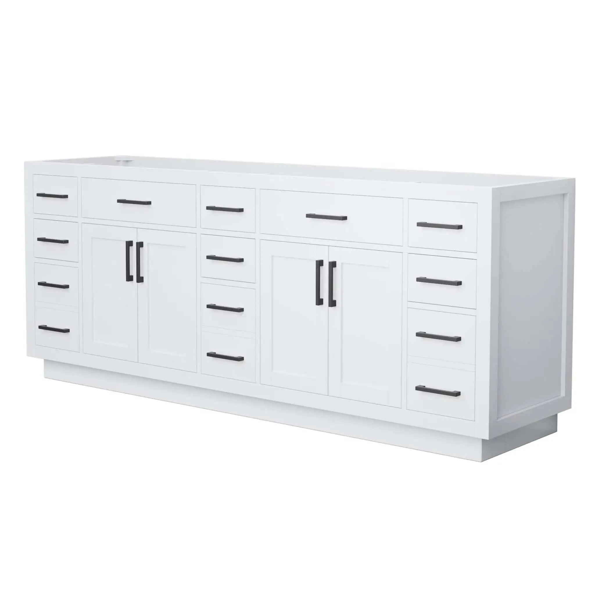84" Beckett TK Beckett Double Bathroom Vanity with Toe Kick in White with Matte Black Trim by Wyndham