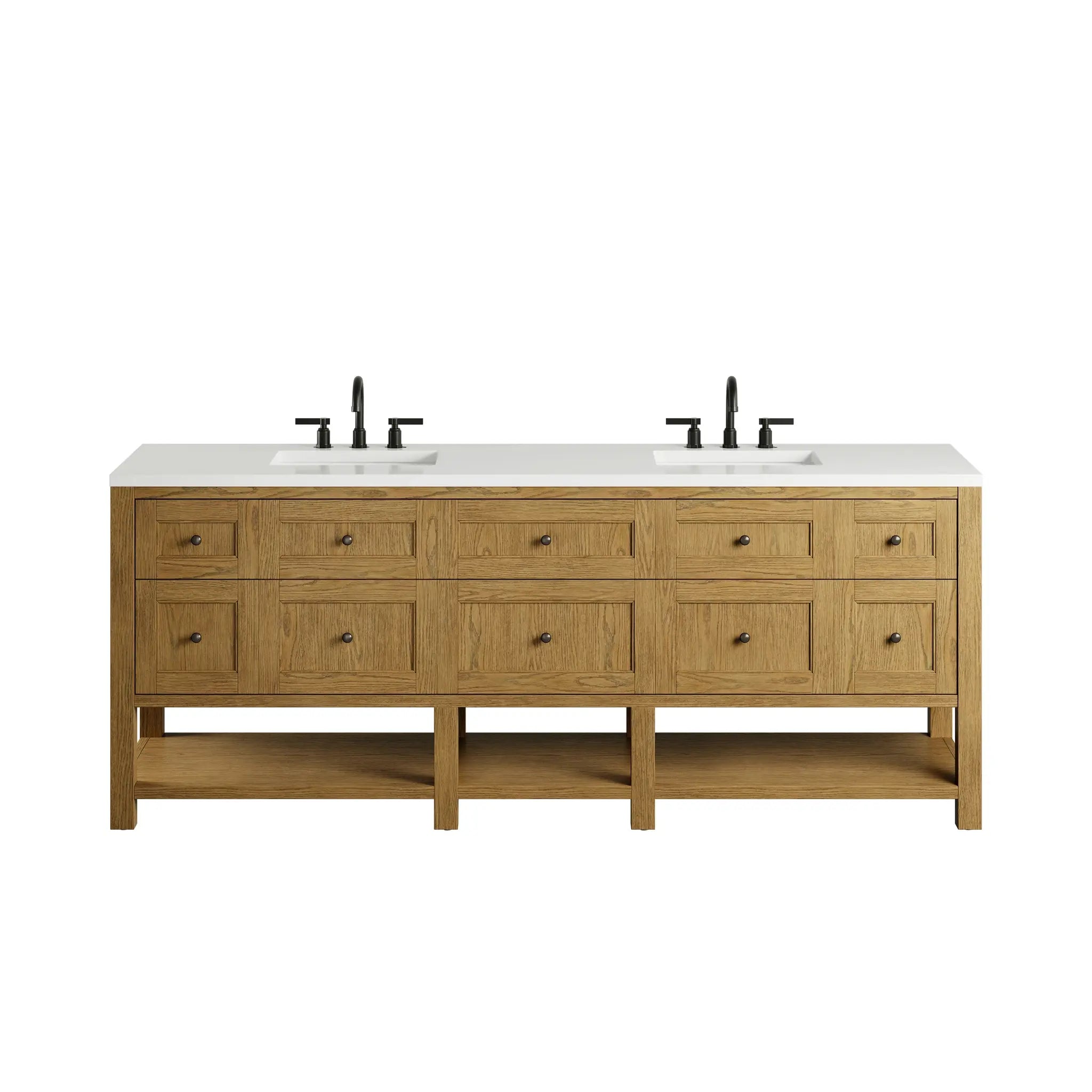 84 Breckenridge Double Vanity In Light Natural Oak Standard White Zeus Silestone 8 Widespread 1