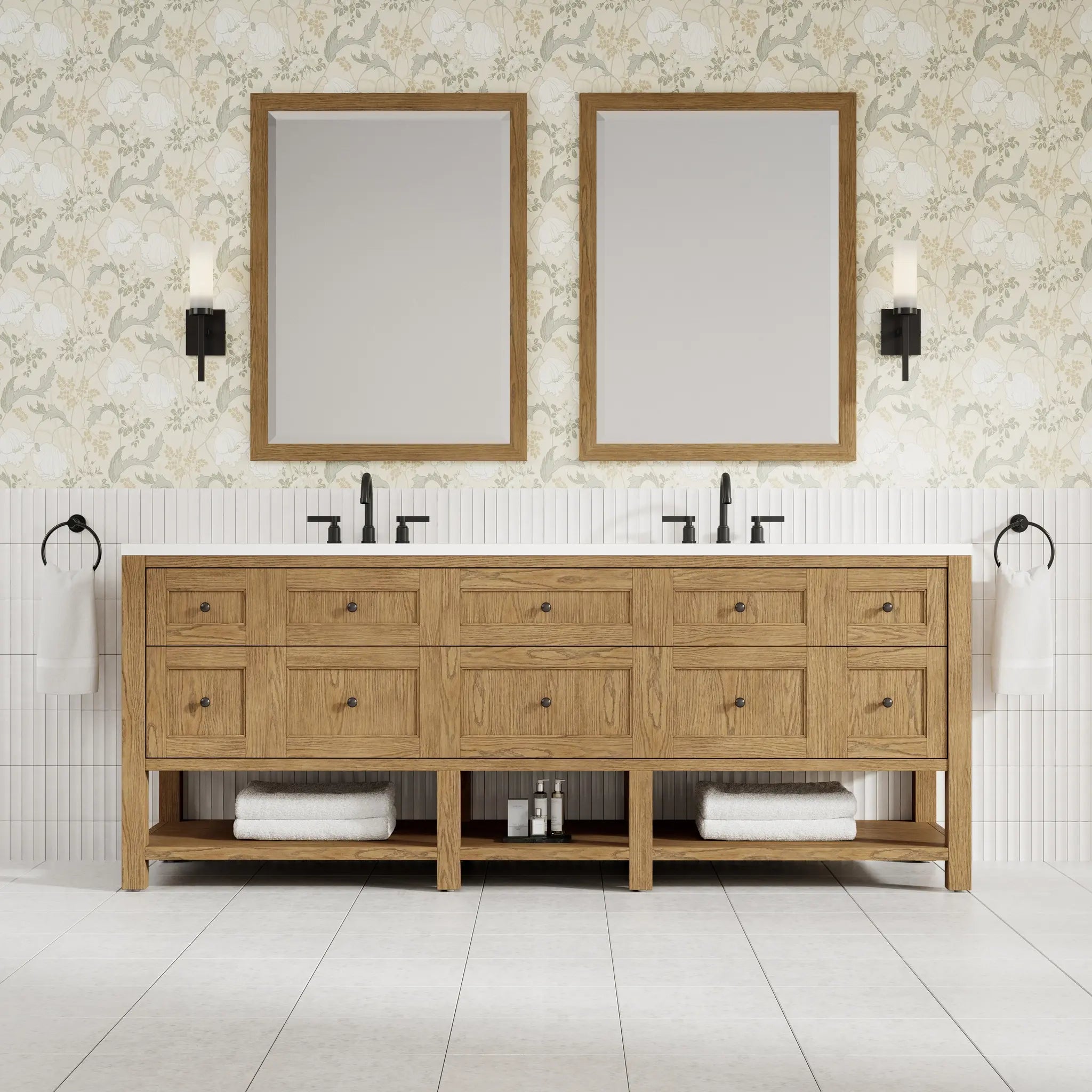 84 Breckenridge Double Vanity In Light Natural Oak Standard White Zeus Silestone 8 Widespread 3