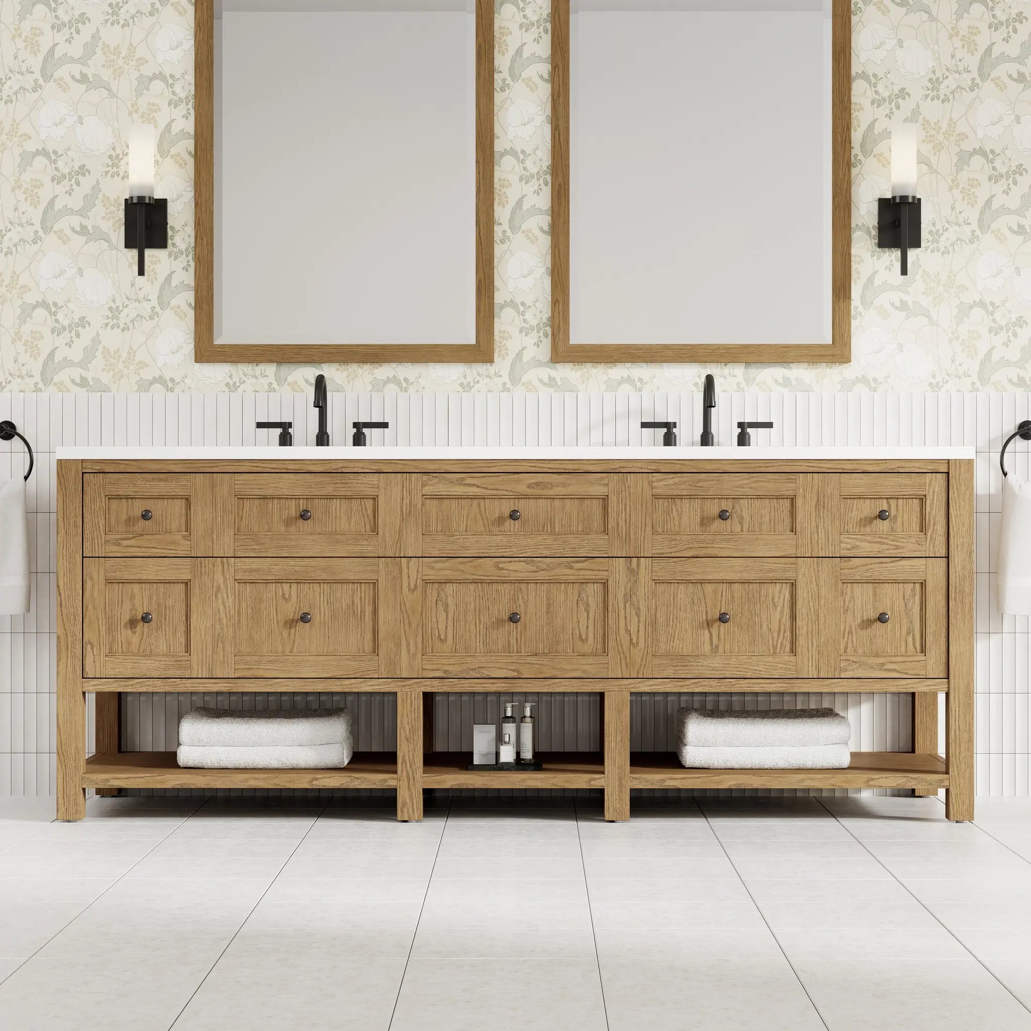 84 Breckenridge Double Vanity In Light Natural Oak Standard White Zeus Silestone 8 Widespread 4