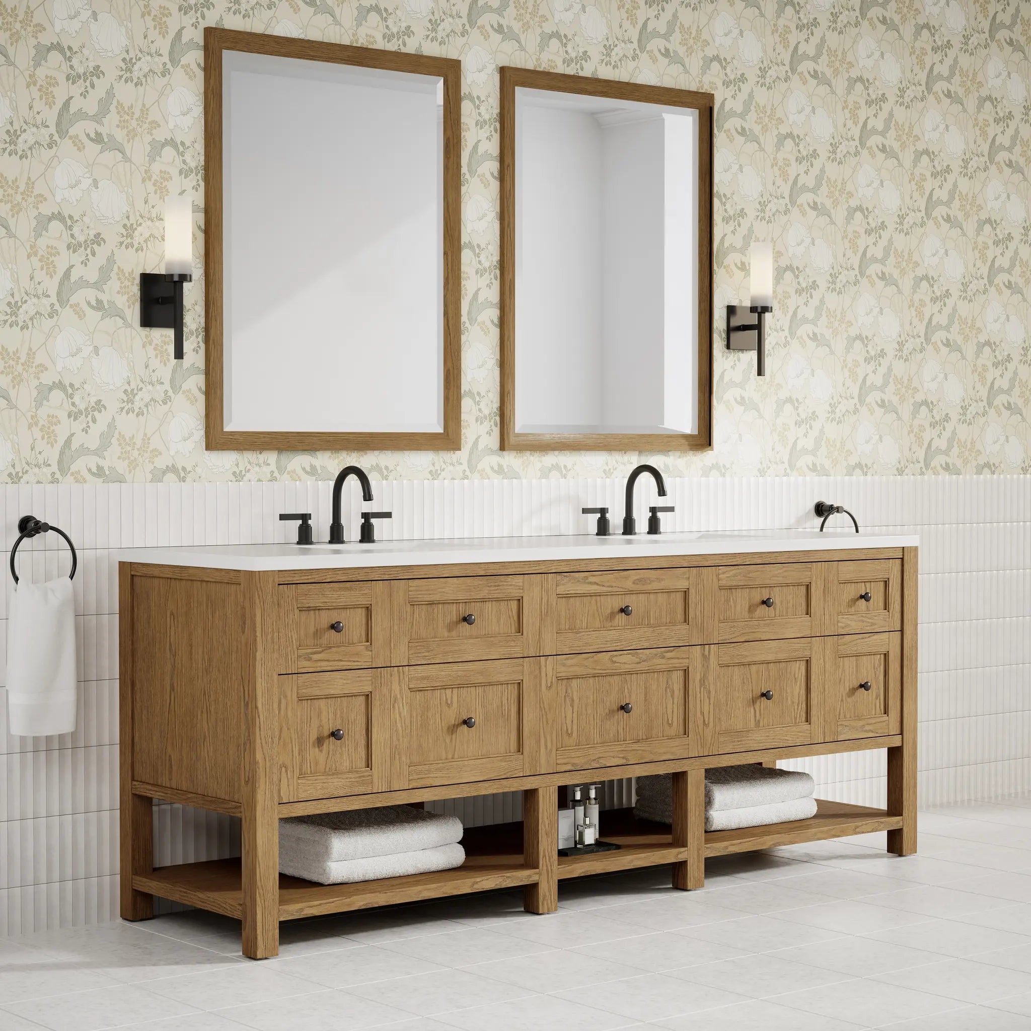84 Breckenridge Double Vanity In Light Natural Oak Standard White Zeus Silestone 8 Widespread 5