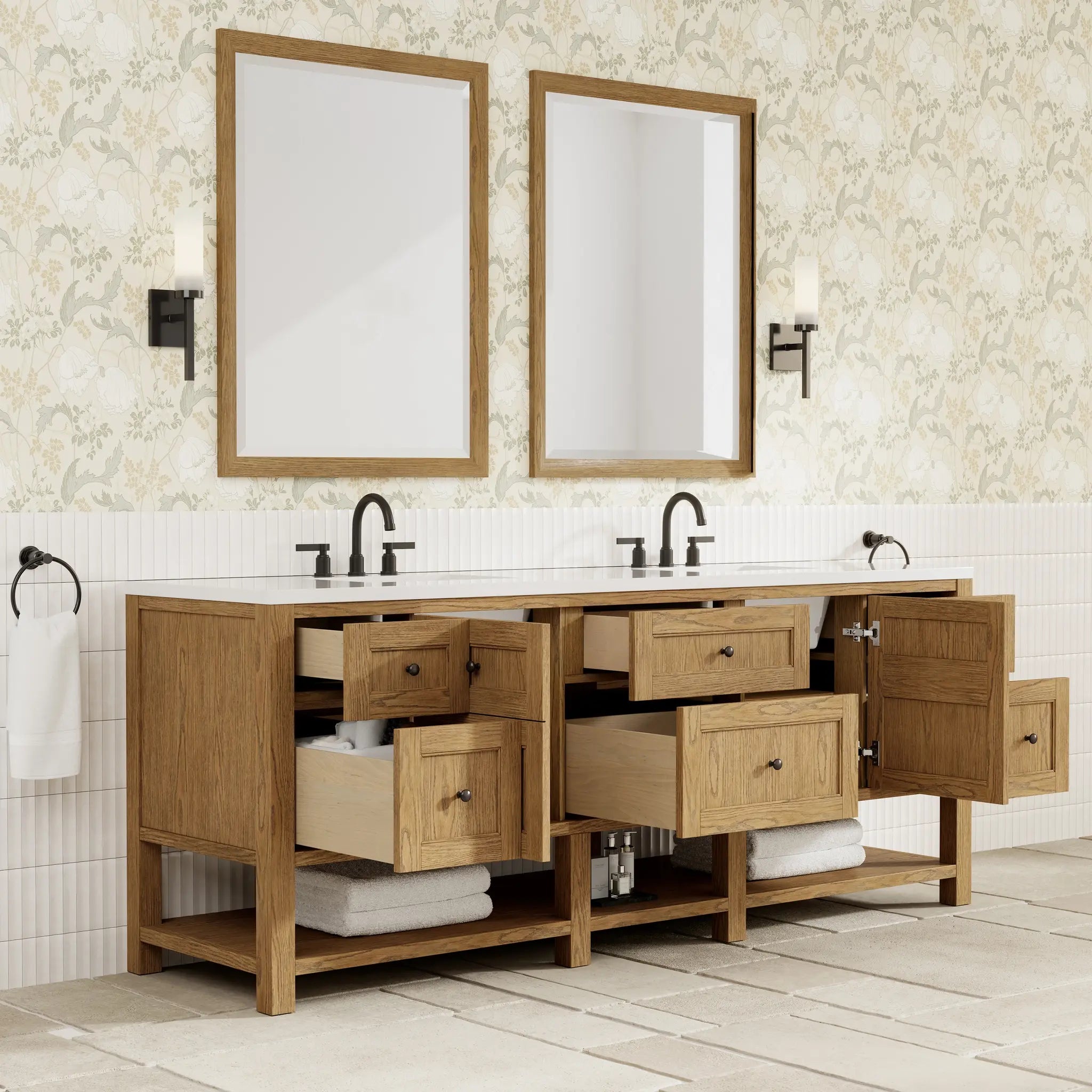 84 Breckenridge Double Vanity In Light Natural Oak Standard White Zeus Silestone 8 Widespread 6