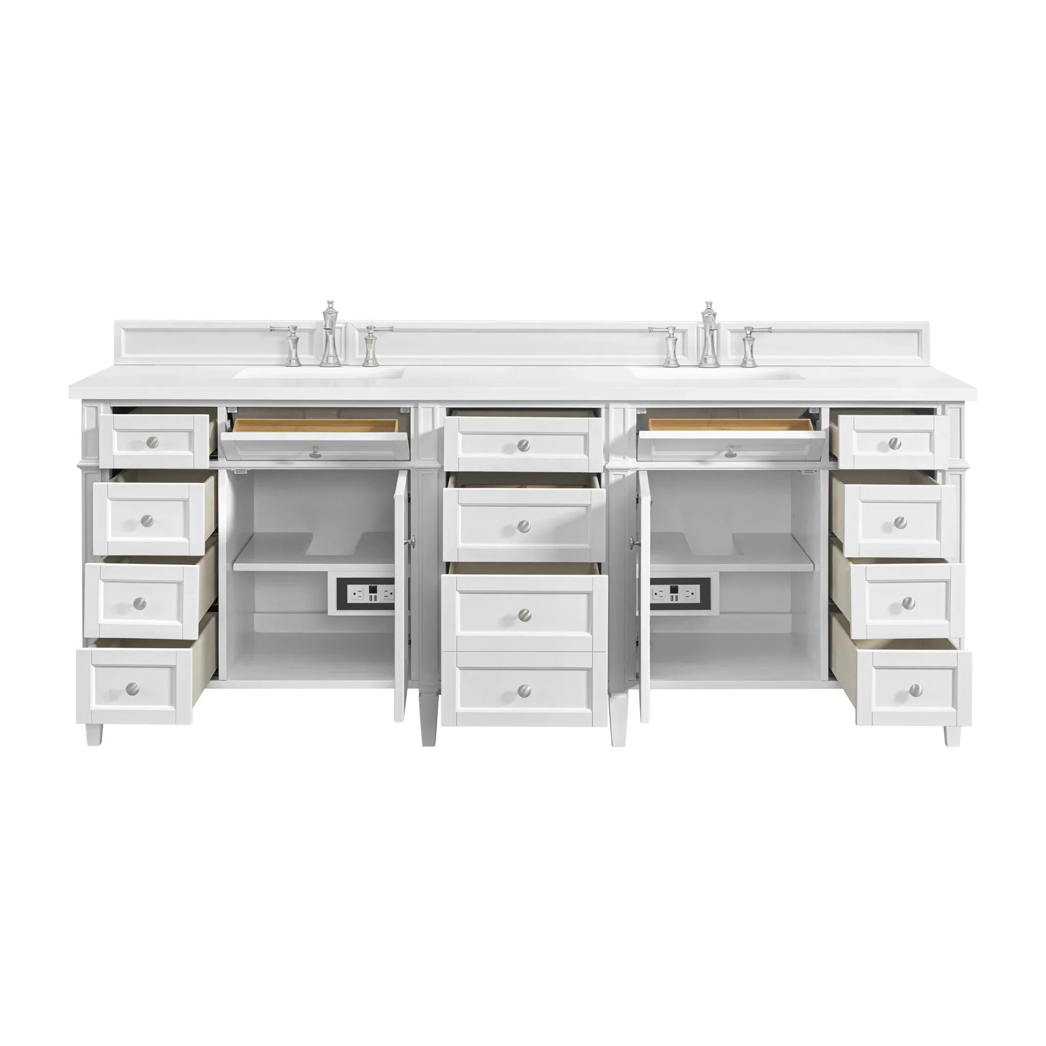 84" Brittany Double Vanity in Bright White by James Martin Vanities-Eternal Jasmine Pearl Silestone 6