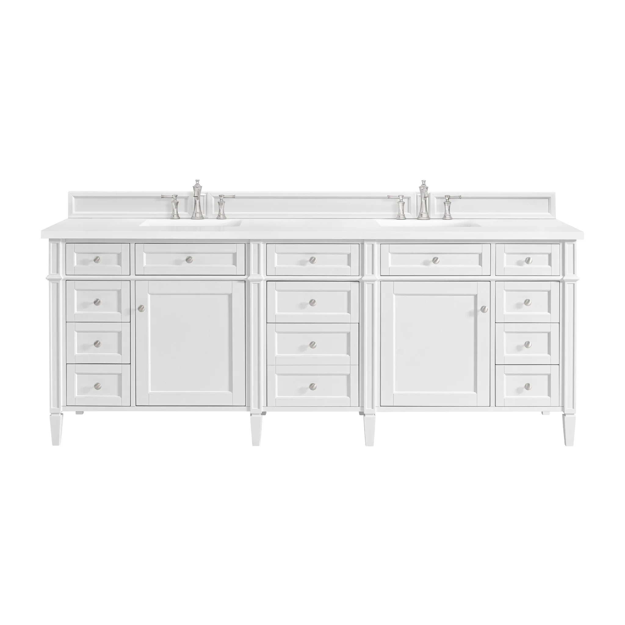 84" Brittany Double Vanity in Bright White by James Martin Vanities-White Zeus Silestone 1