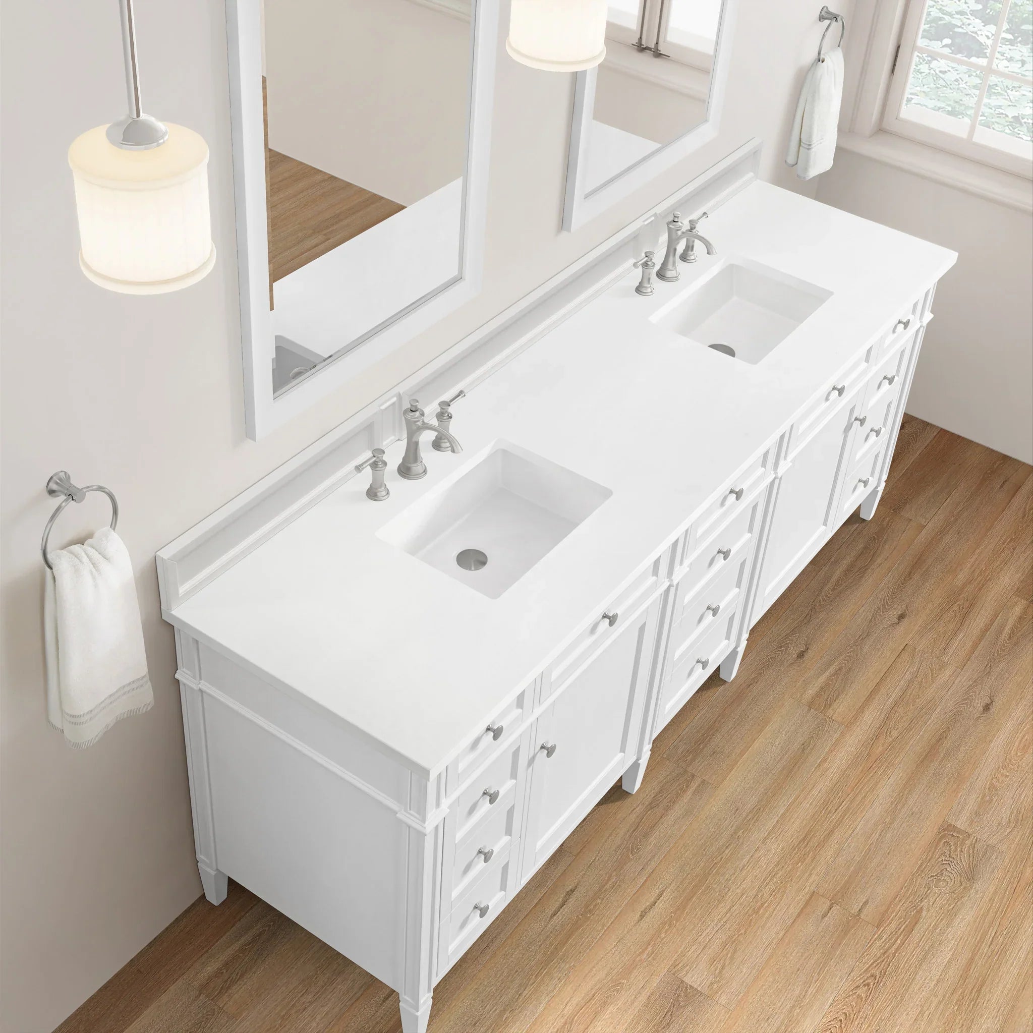 84" Brittany Double Vanity in Bright White by James Martin Vanities-White Zeus Silestone 12