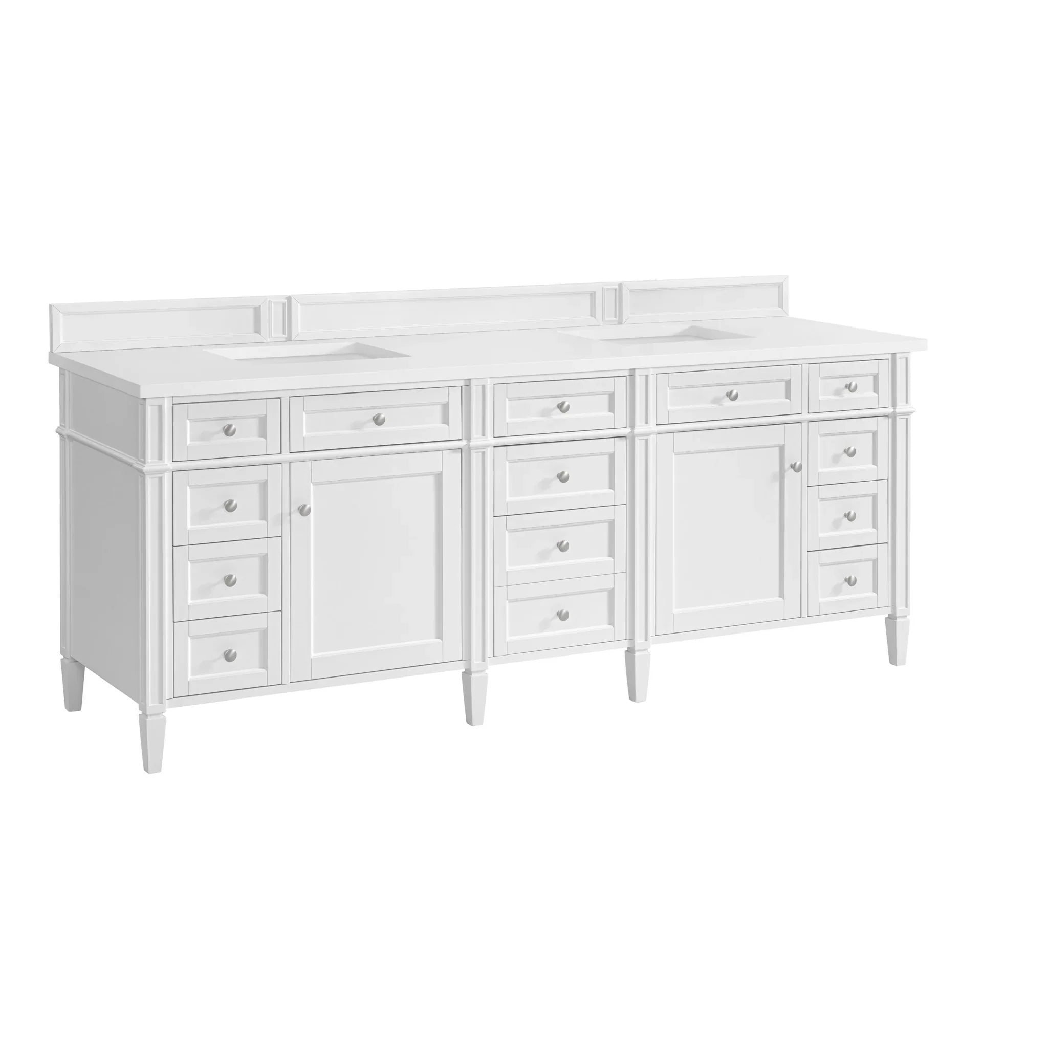 84" Brittany Double Vanity in Bright White by James Martin Vanities-White Zeus Silestone 19