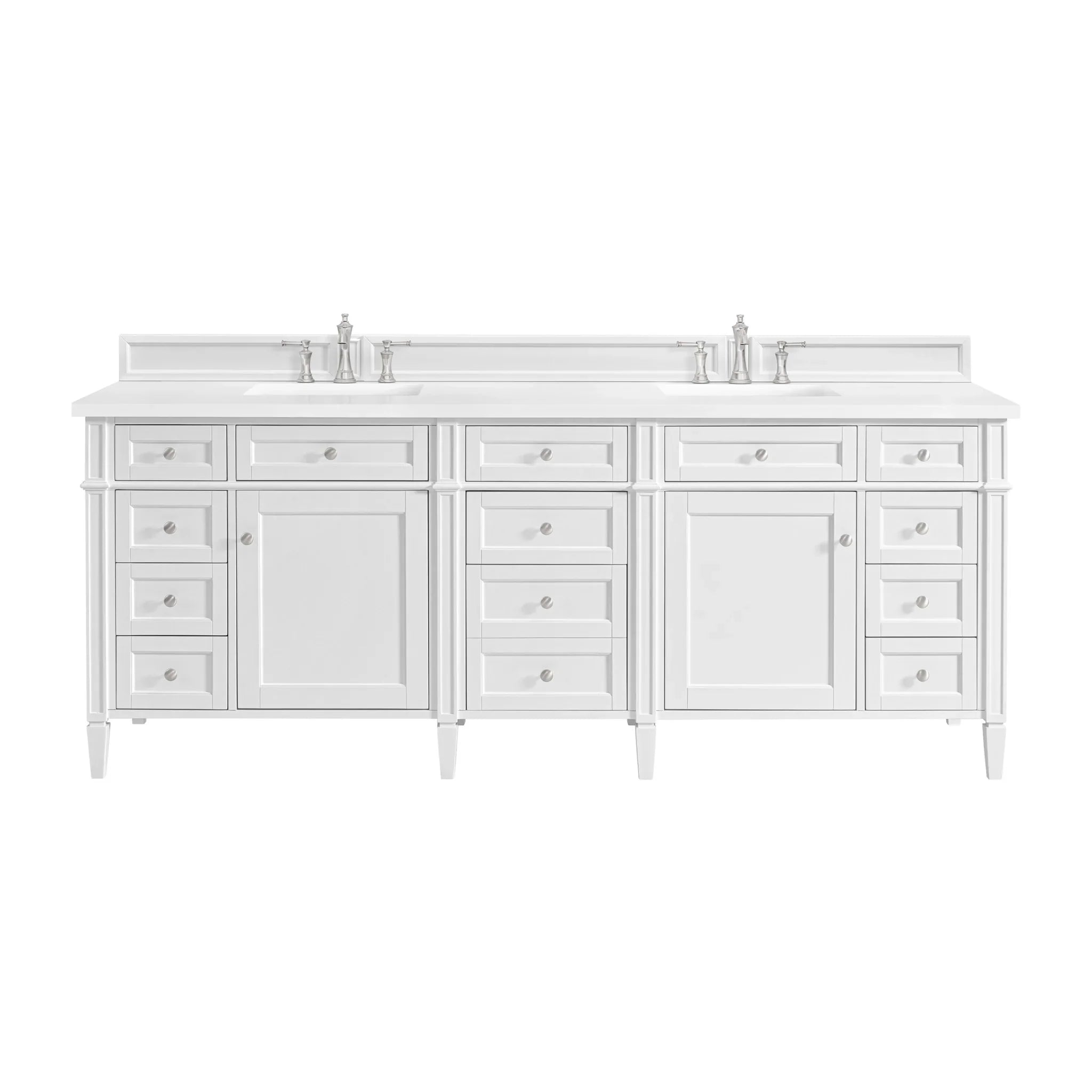 84" Brittany Double Vanity in Bright White by James Martin Vanities-White Zeus Silestone 1