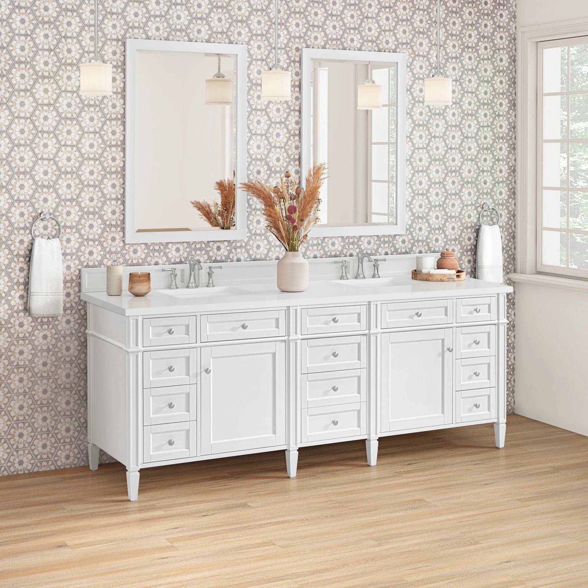 84" Brittany Double Vanity in Bright White by James Martin Vanities-White Zeus Silestone 5
