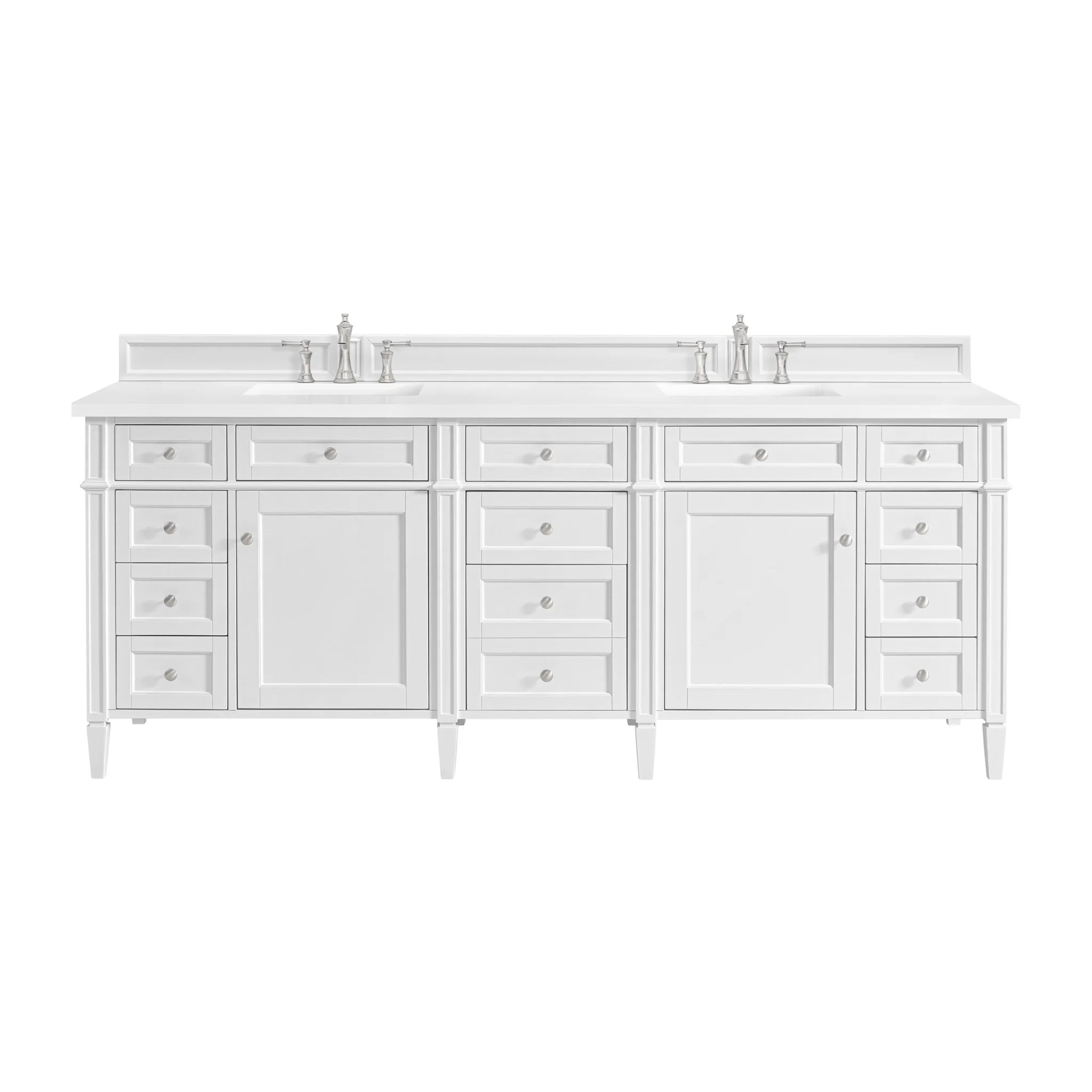 84" Brittany Double Vanity in Bright White by James Martin Vanities-White Zeus Silestone 
