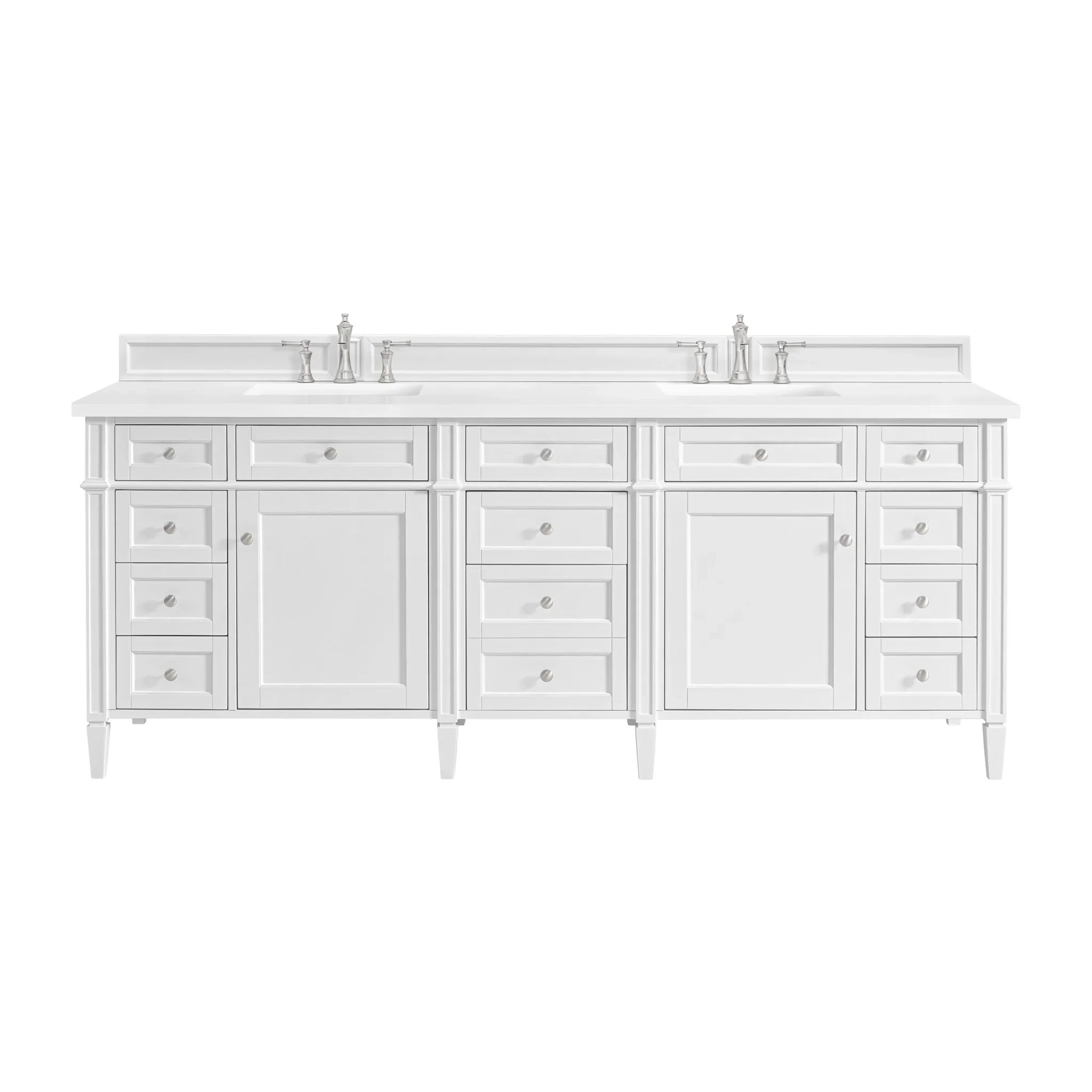 84" Brittany Double Vanity in Bright White by James Martin Vanities-White Zeus Silestone 