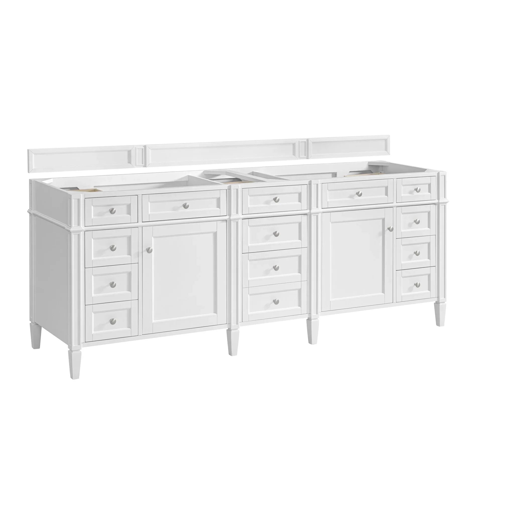 84" Brittany Double Vanity in Bright White w/FreePower Wireless Charger by James Martin Vanities-Eternal Jasmine Pearl Silestone 7