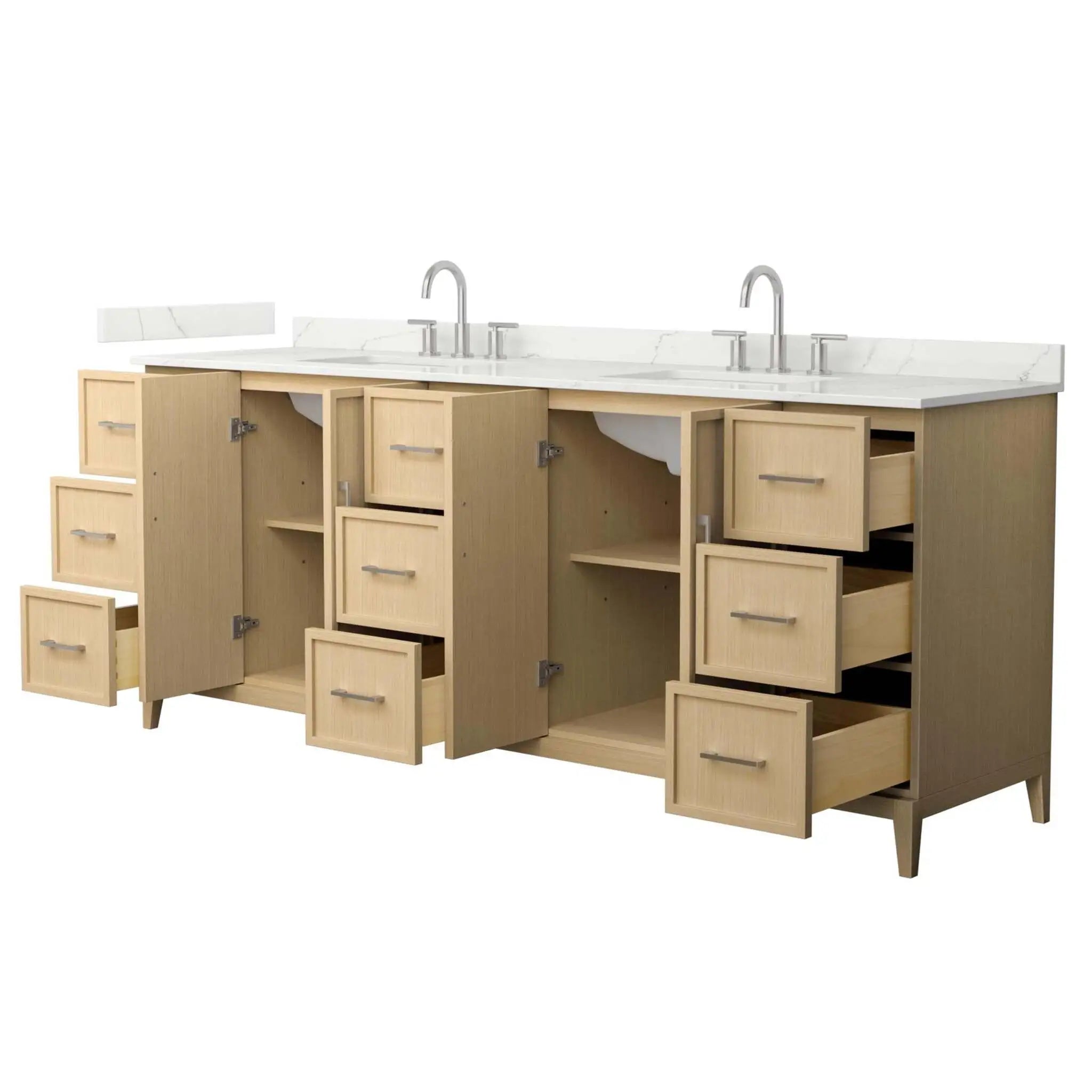 84" Elan Double Bathroom Vanity in White Oak with Brushed Nickel Trim by Wyndham