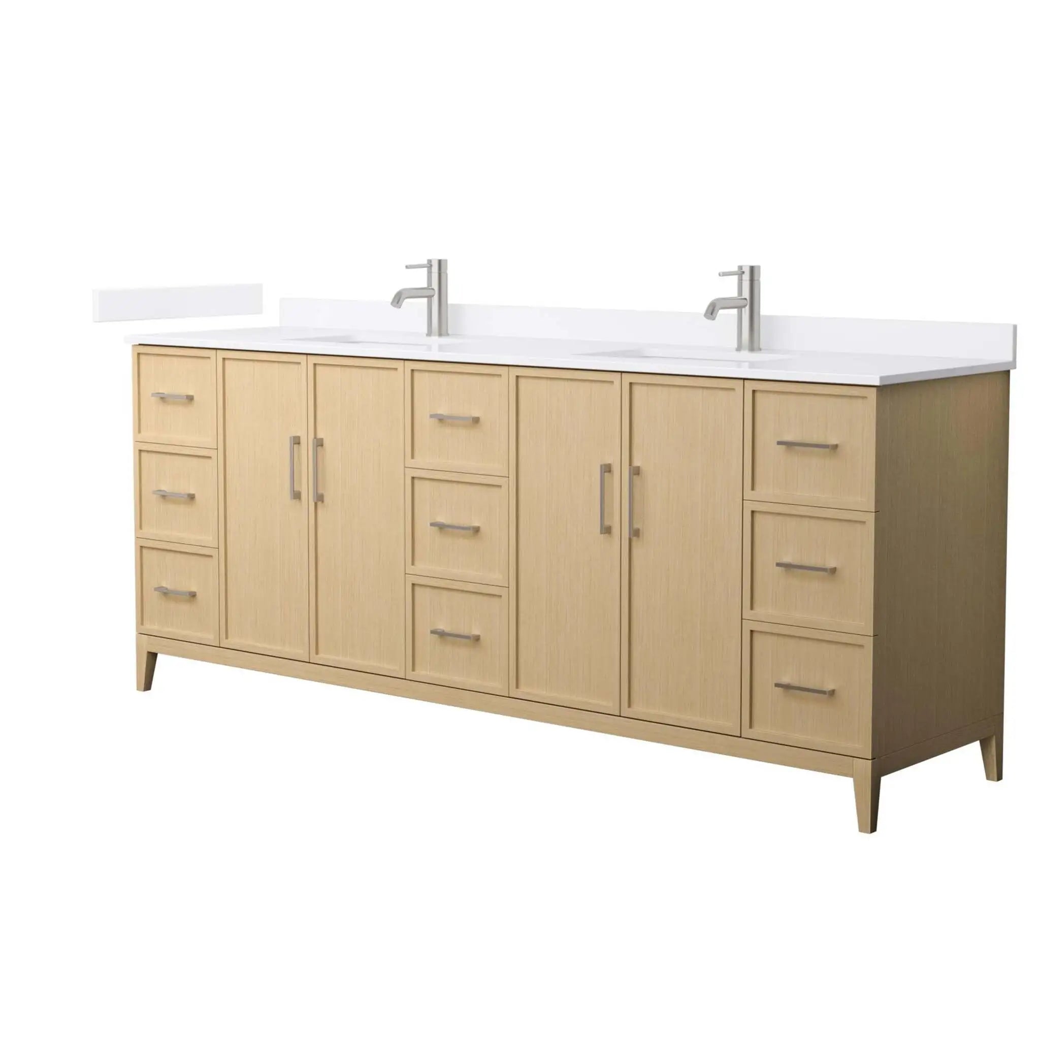 84" Elan Double Bathroom Vanity in White Oak with Brushed Nickel Trim by Wyndham