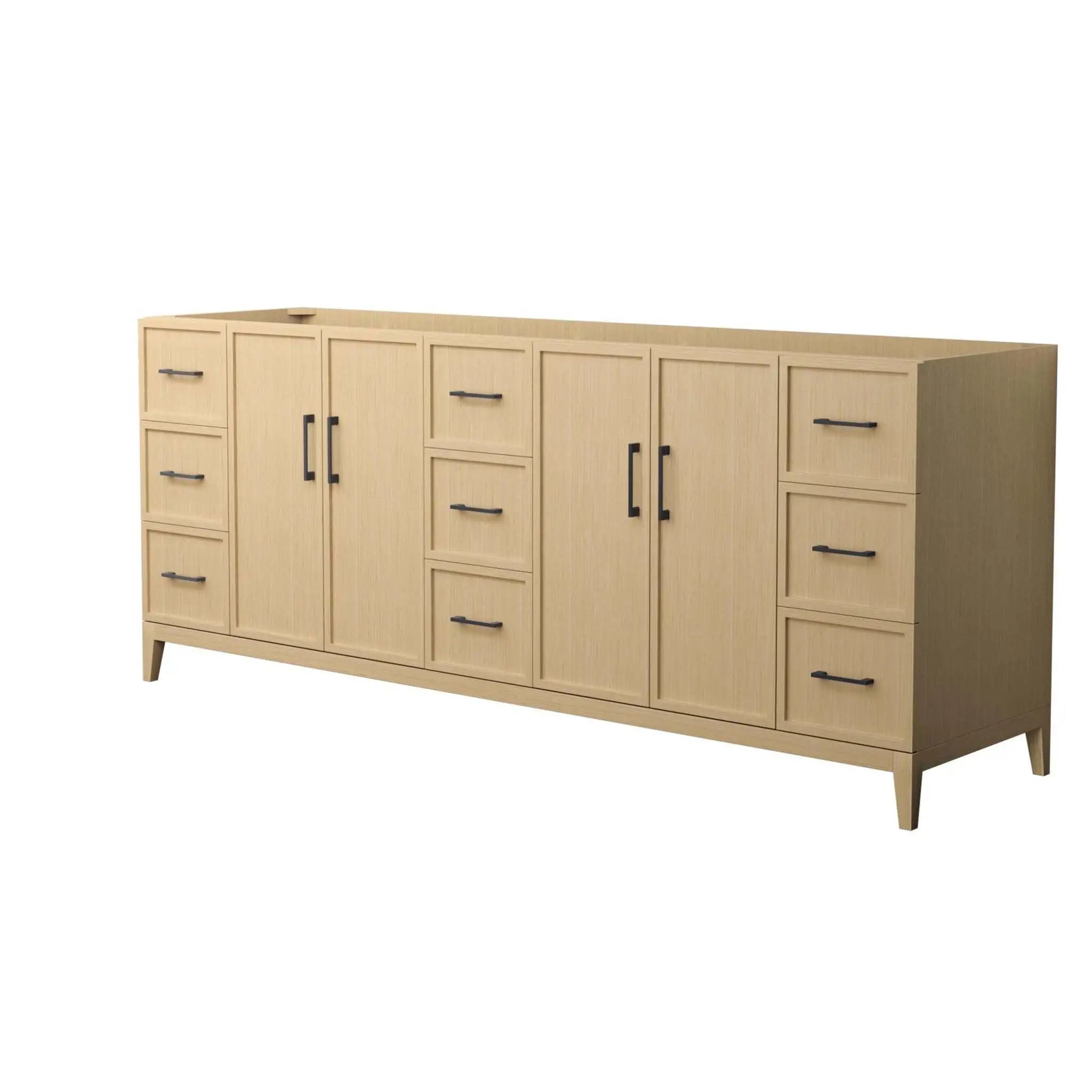84" Elan Double Bathroom Vanity in White Oak with Matte Black Trim by Wyndham