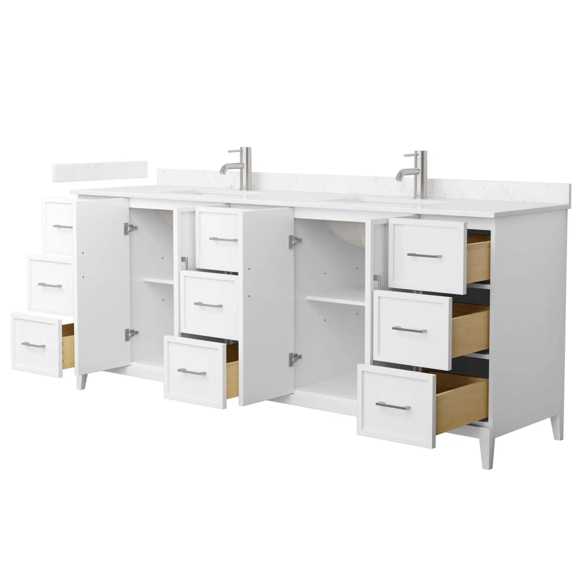 84" Elan Double Bathroom Vanity in White with Brushed Nickel Trim by Wyndham