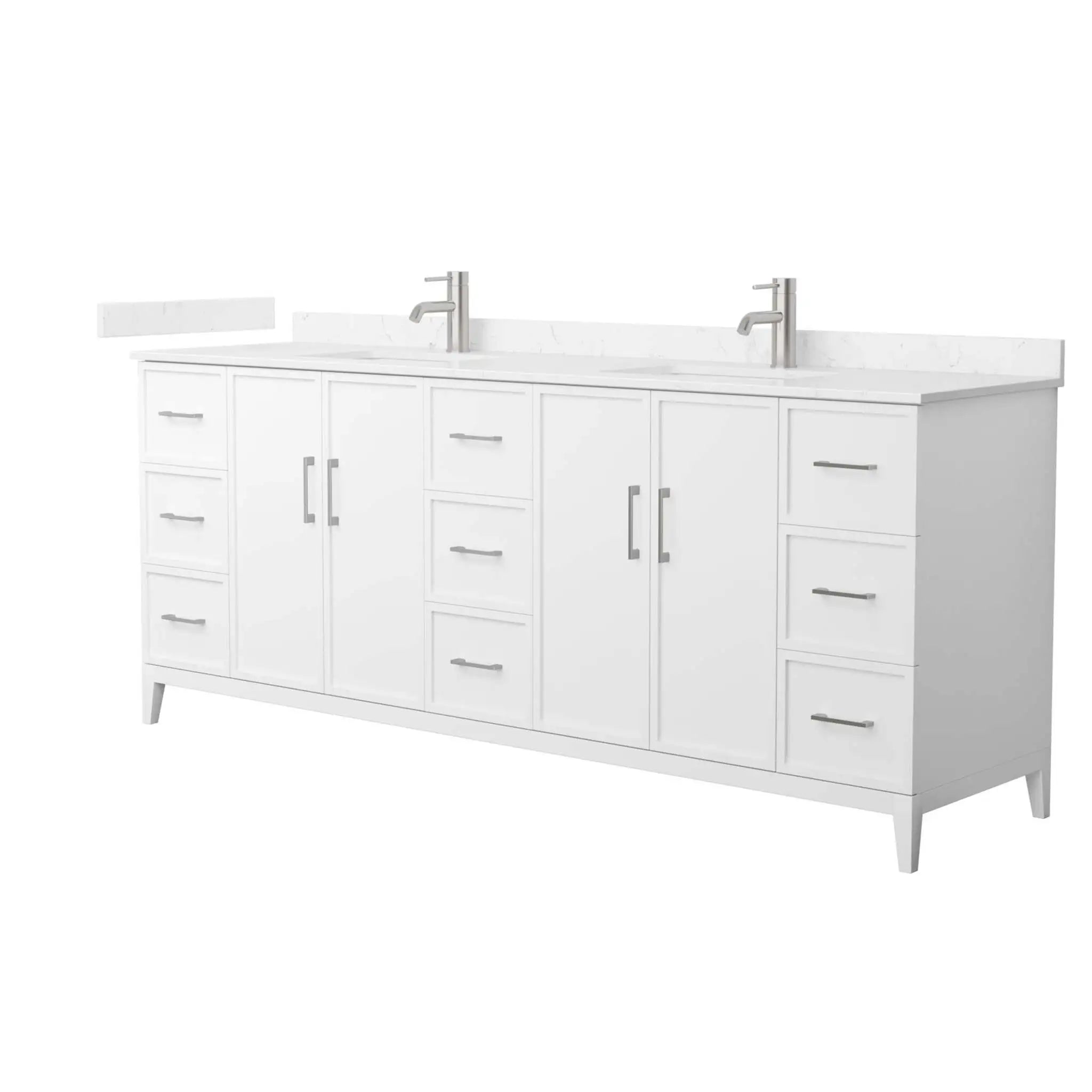 84" Elan Double Bathroom Vanity in White with Brushed Nickel Trim by Wyndham
