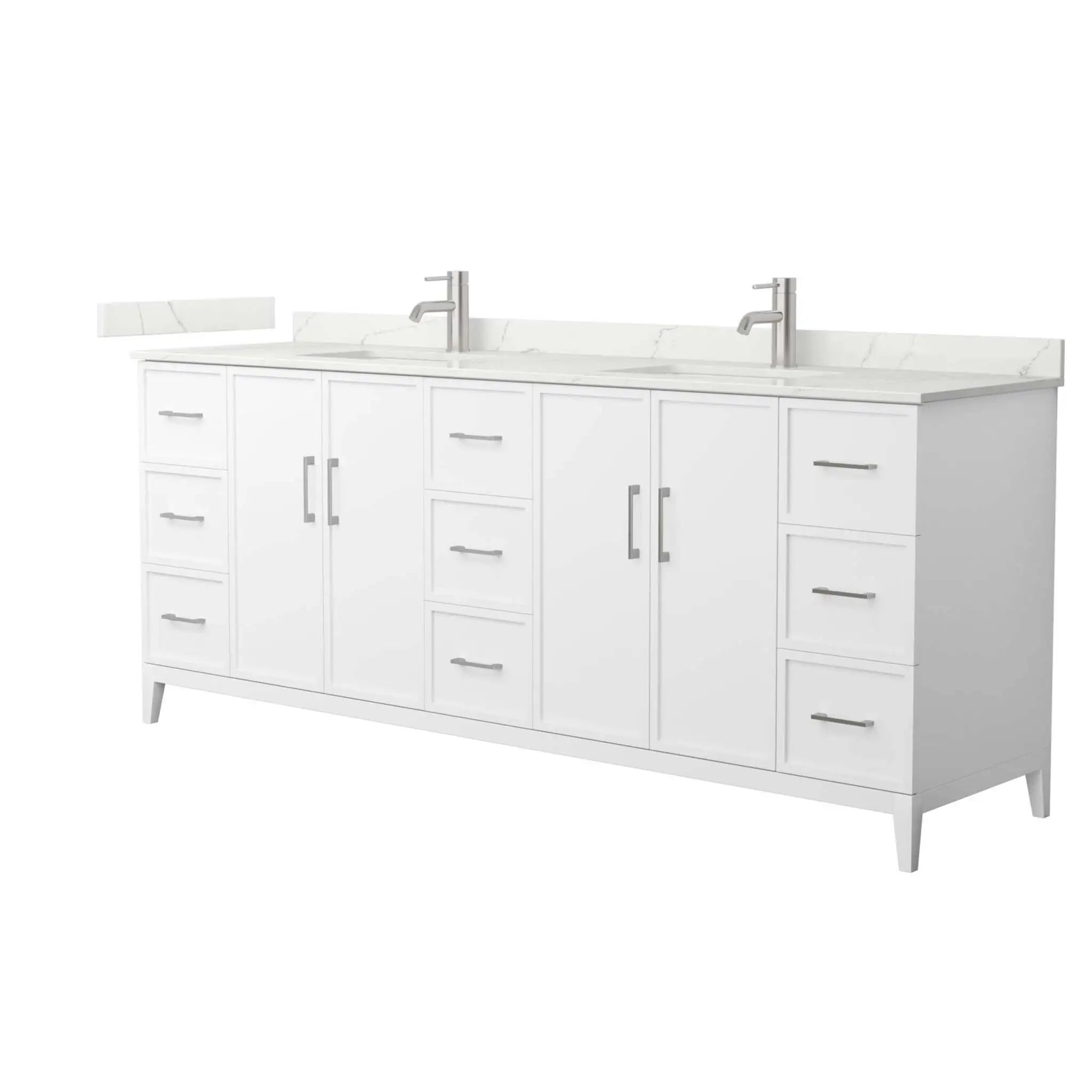 84" Elan Double Bathroom Vanity in White with Brushed Nickel Trim by Wyndham