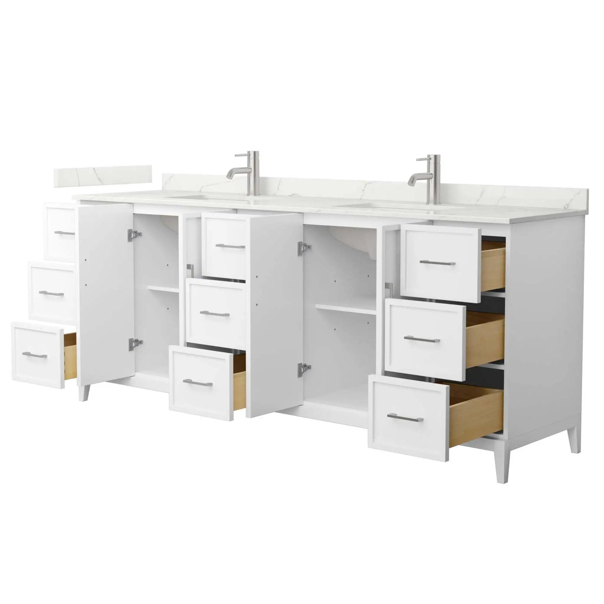 84" Elan Double Bathroom Vanity in White with Brushed Nickel Trim by Wyndham