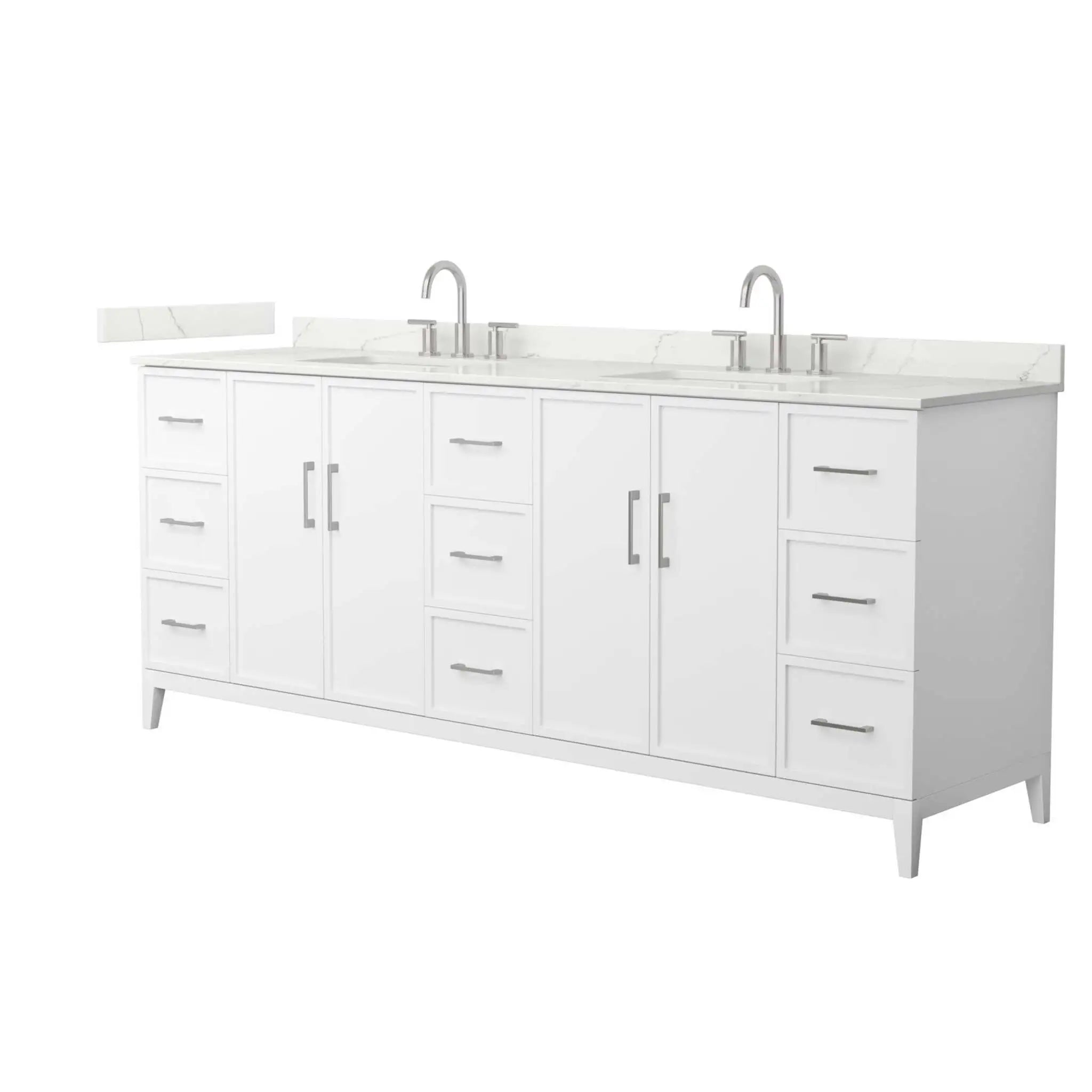 84" Elan Double Bathroom Vanity in White with Brushed Nickel Trim by Wyndham