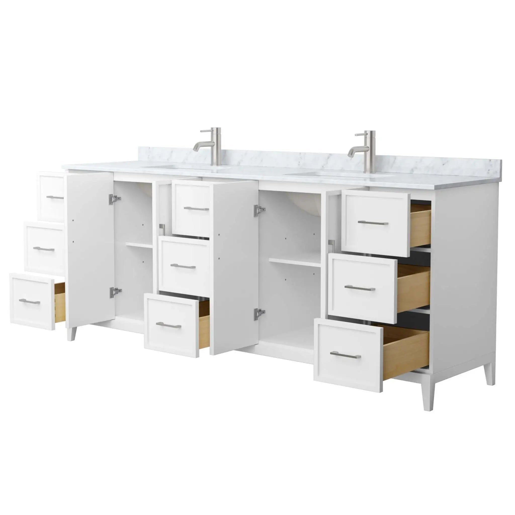 84" Elan Double Bathroom Vanity in White with Brushed Nickel Trim by Wyndham