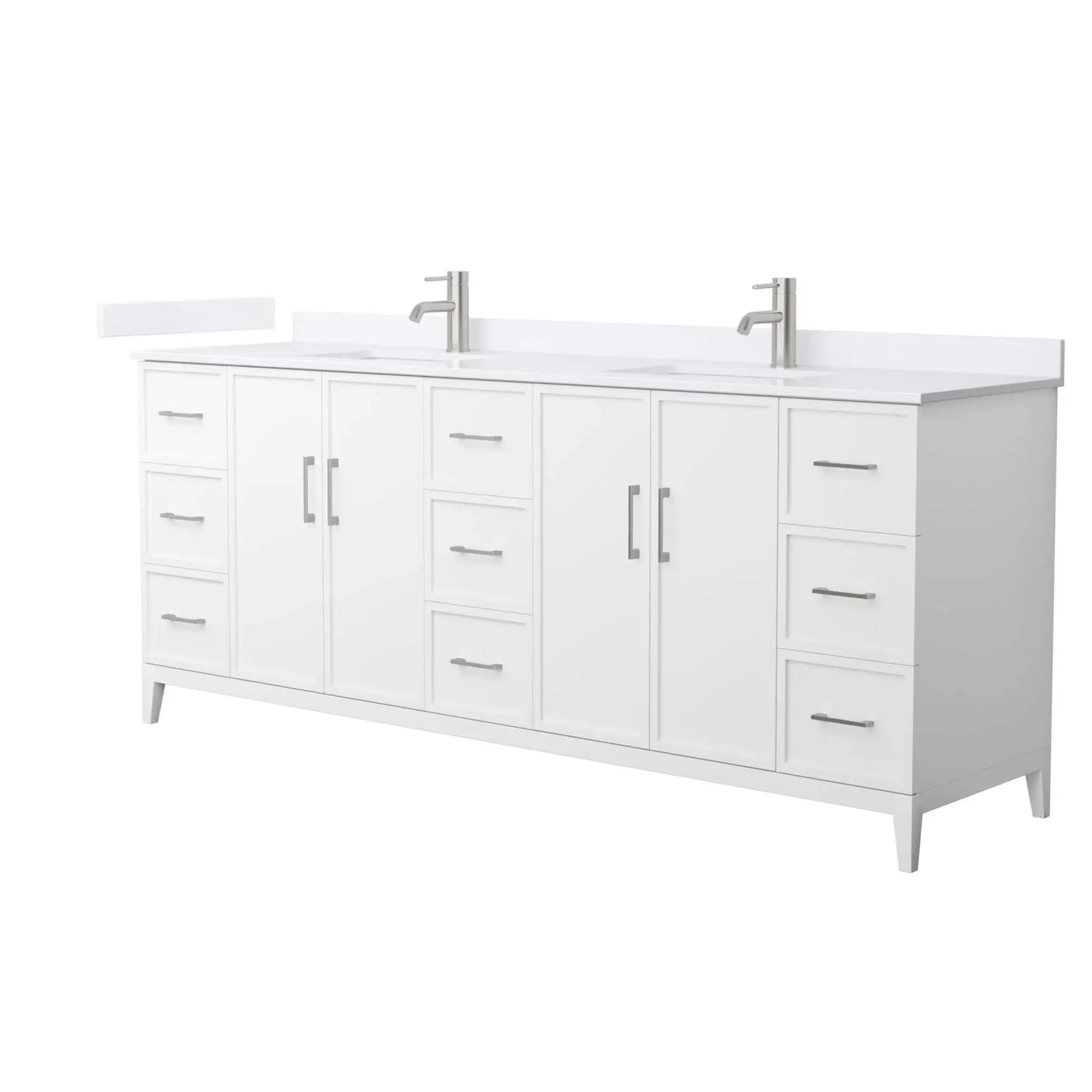 84" Elan Double Bathroom Vanity in White with Brushed Nickel Trim by Wyndham
