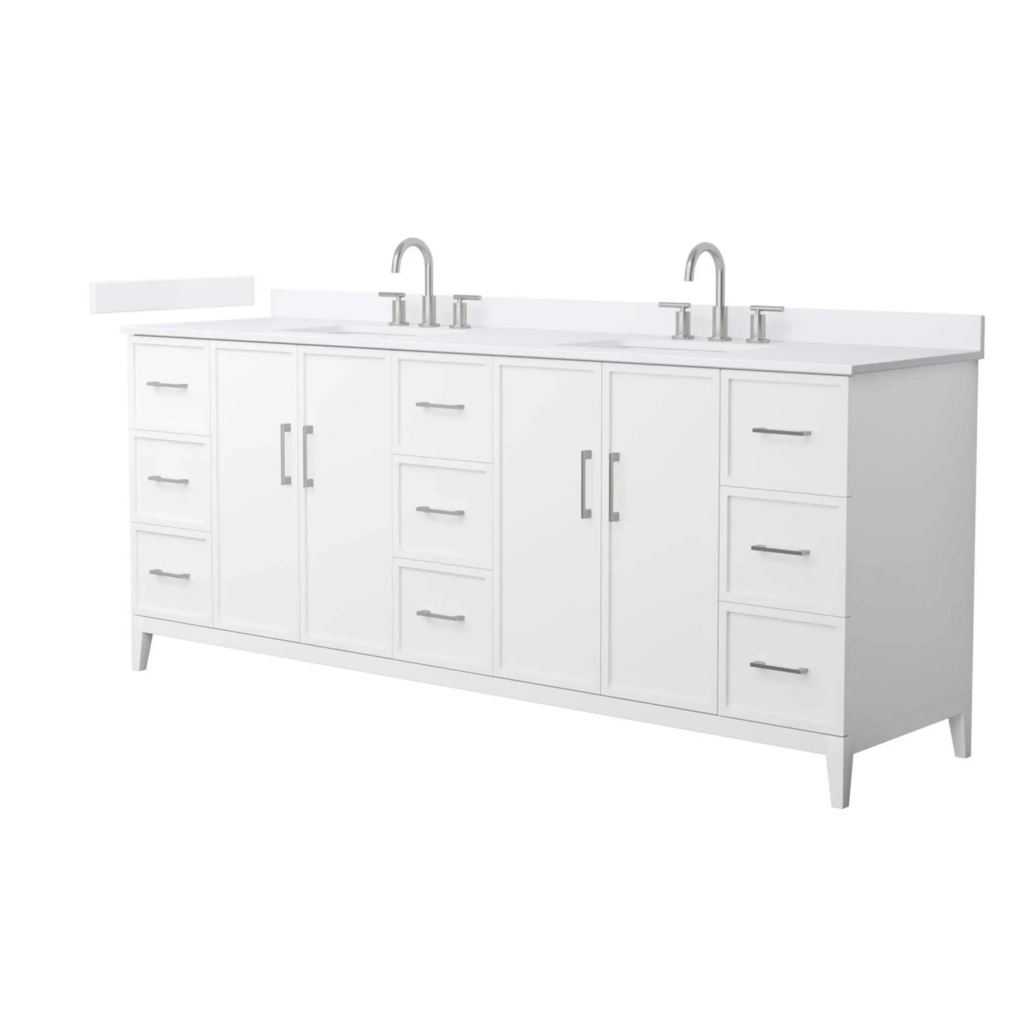 84" Elan Double Bathroom Vanity in White with Brushed Nickel Trim by Wyndham