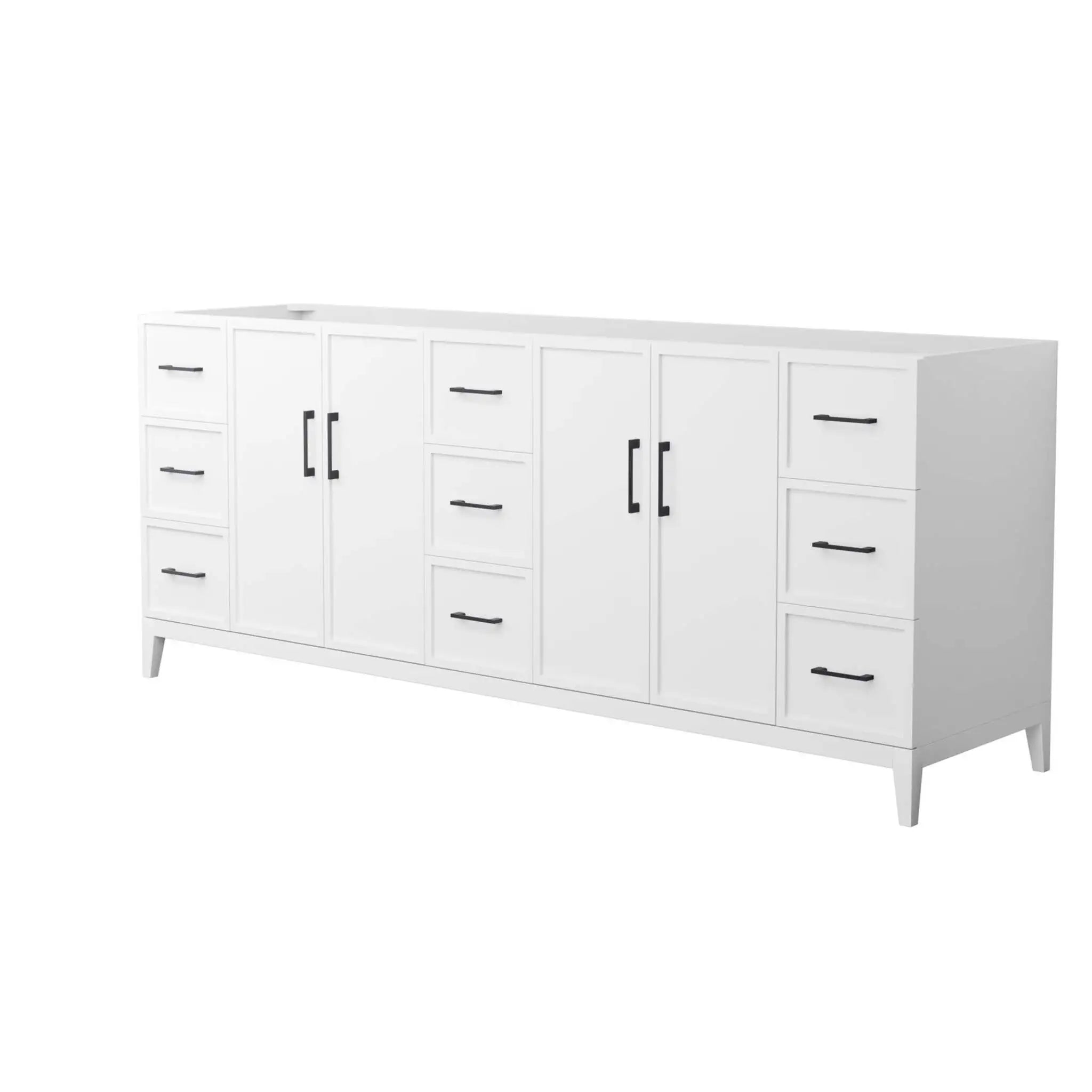84" Elan Double Bathroom Vanity in White with Matte Black Trim by Wyndham