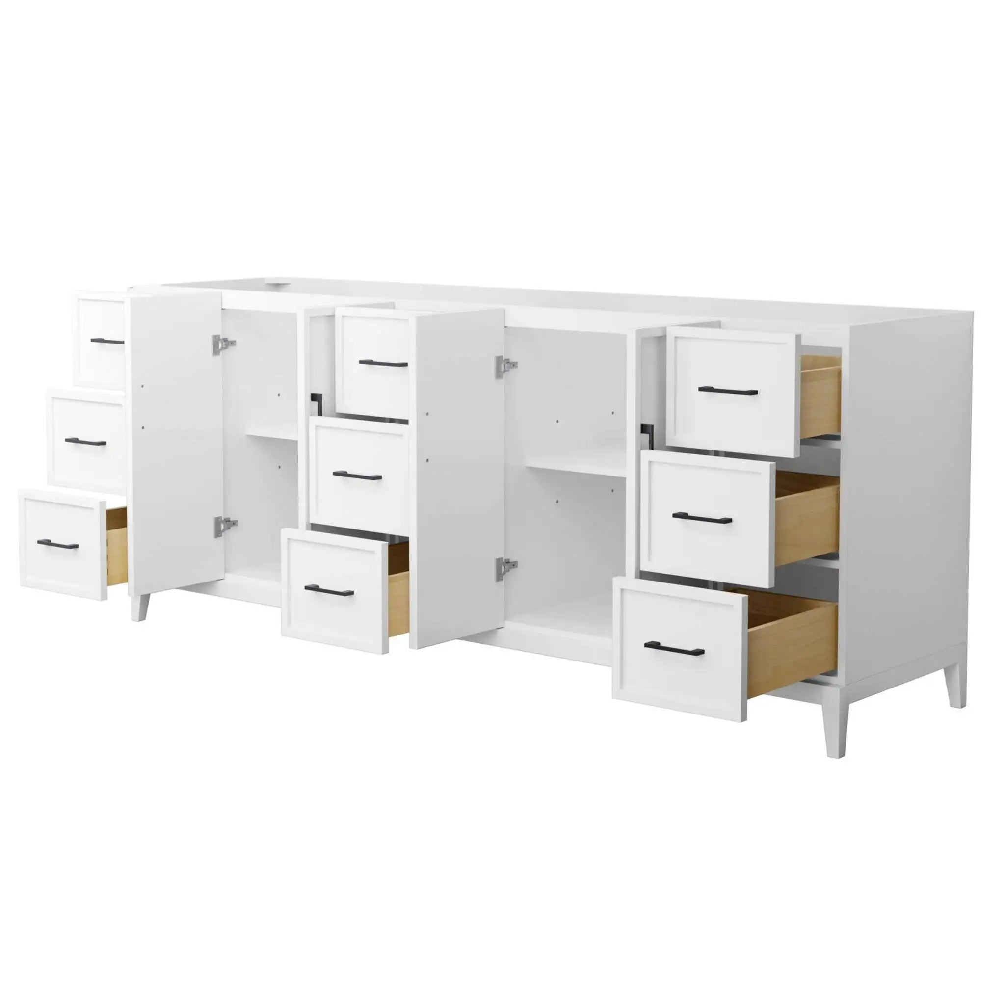 84" Elan Double Bathroom Vanity in White with Matte Black Trim by Wyndham