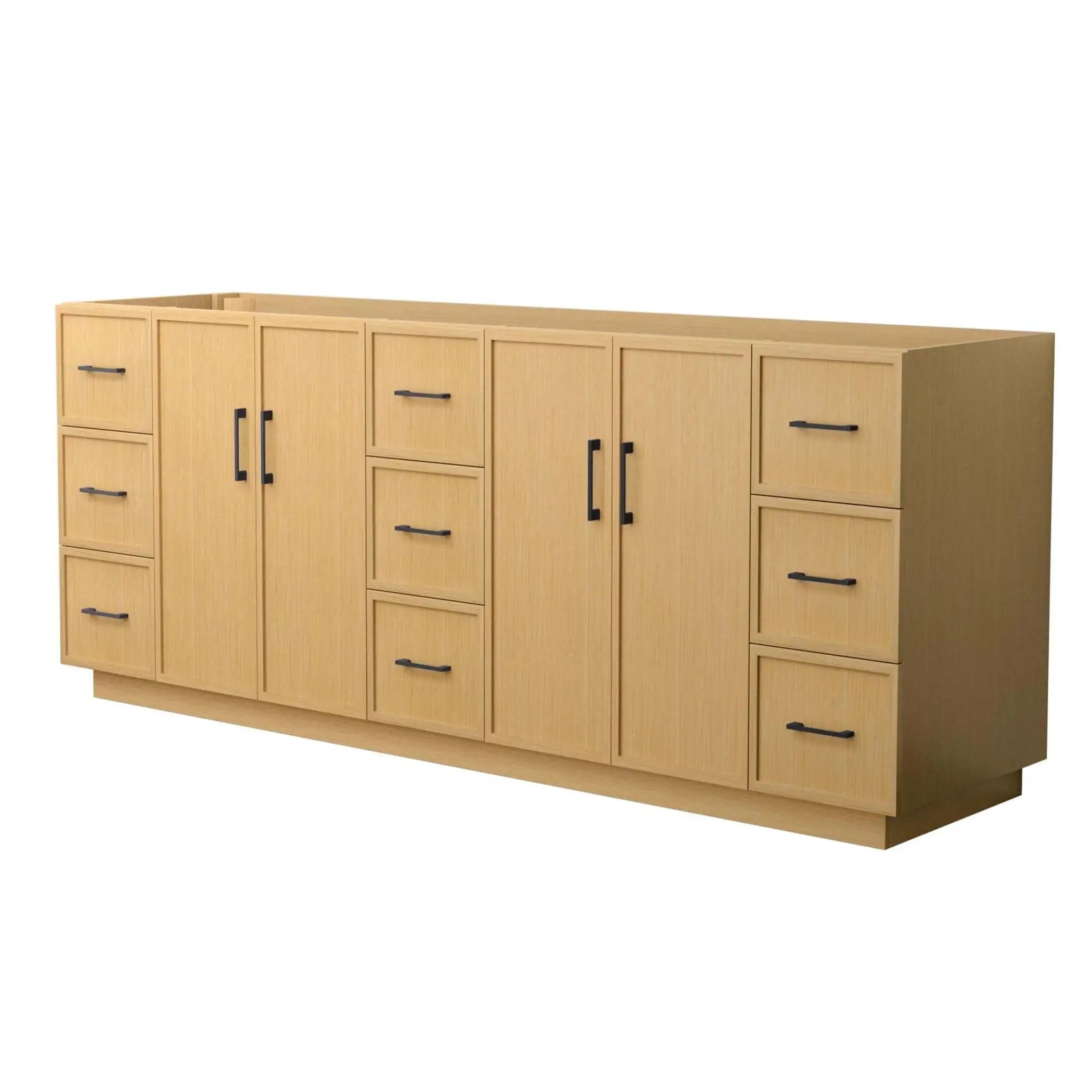 84" Elan TK Elan Double Bathroom Vanity with Toe Kick in Light Oak with Matte Black Trim by Wyndham