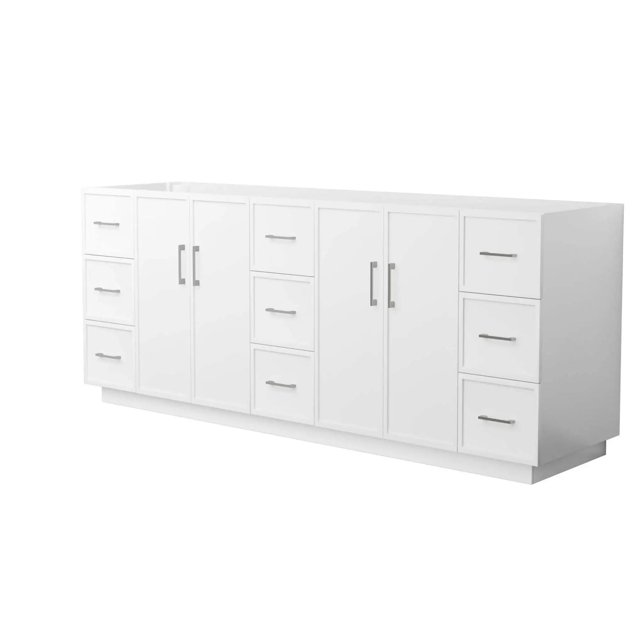84" Elan TK Elan Double Bathroom Vanity with Toe Kick in White with Brushed Nickel Trim by Wyndham