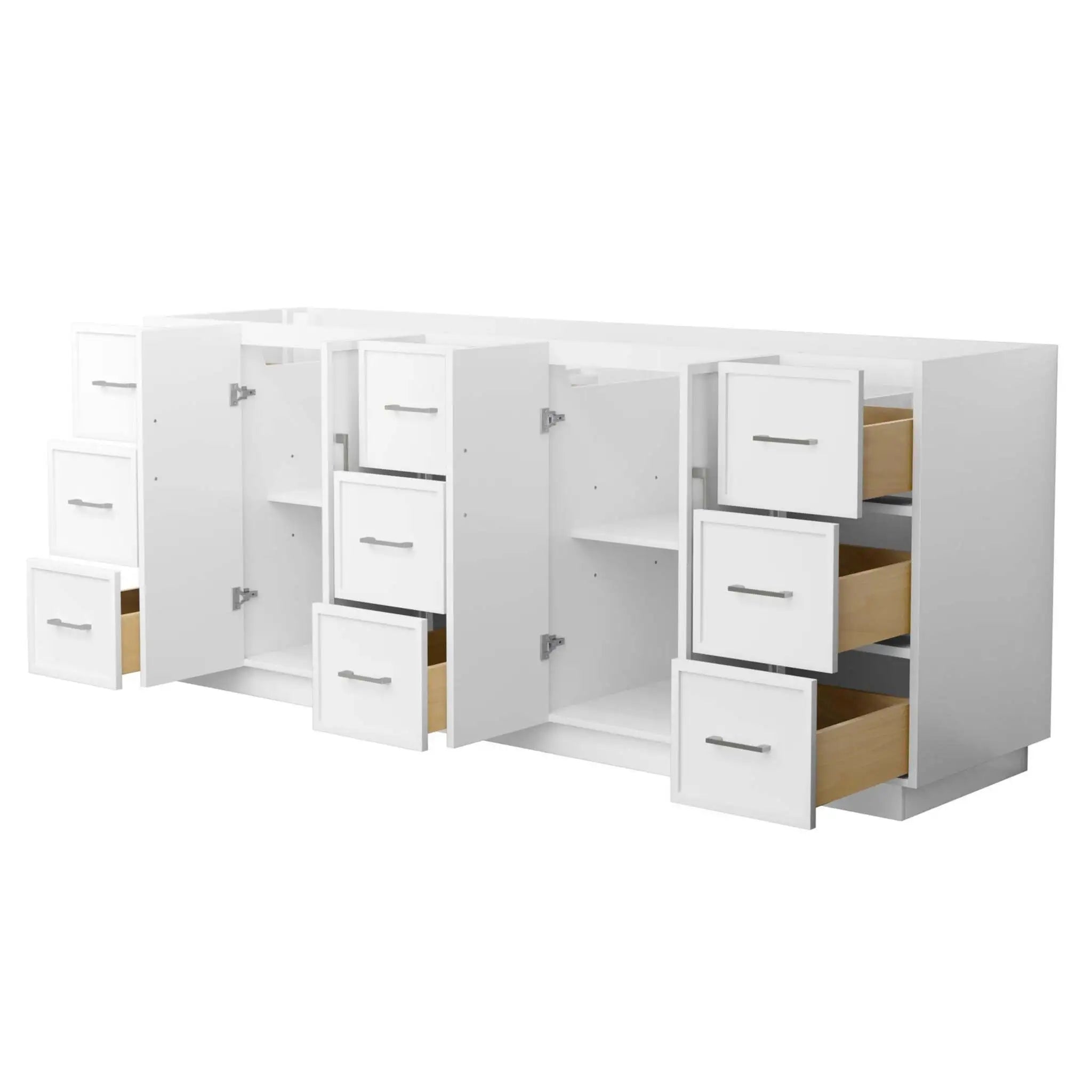 84" Elan TK Elan Double Bathroom Vanity with Toe Kick in White with Brushed Nickel Trim by Wyndham